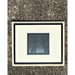 1970s Vintage Boho Tree Lithograph on Paper