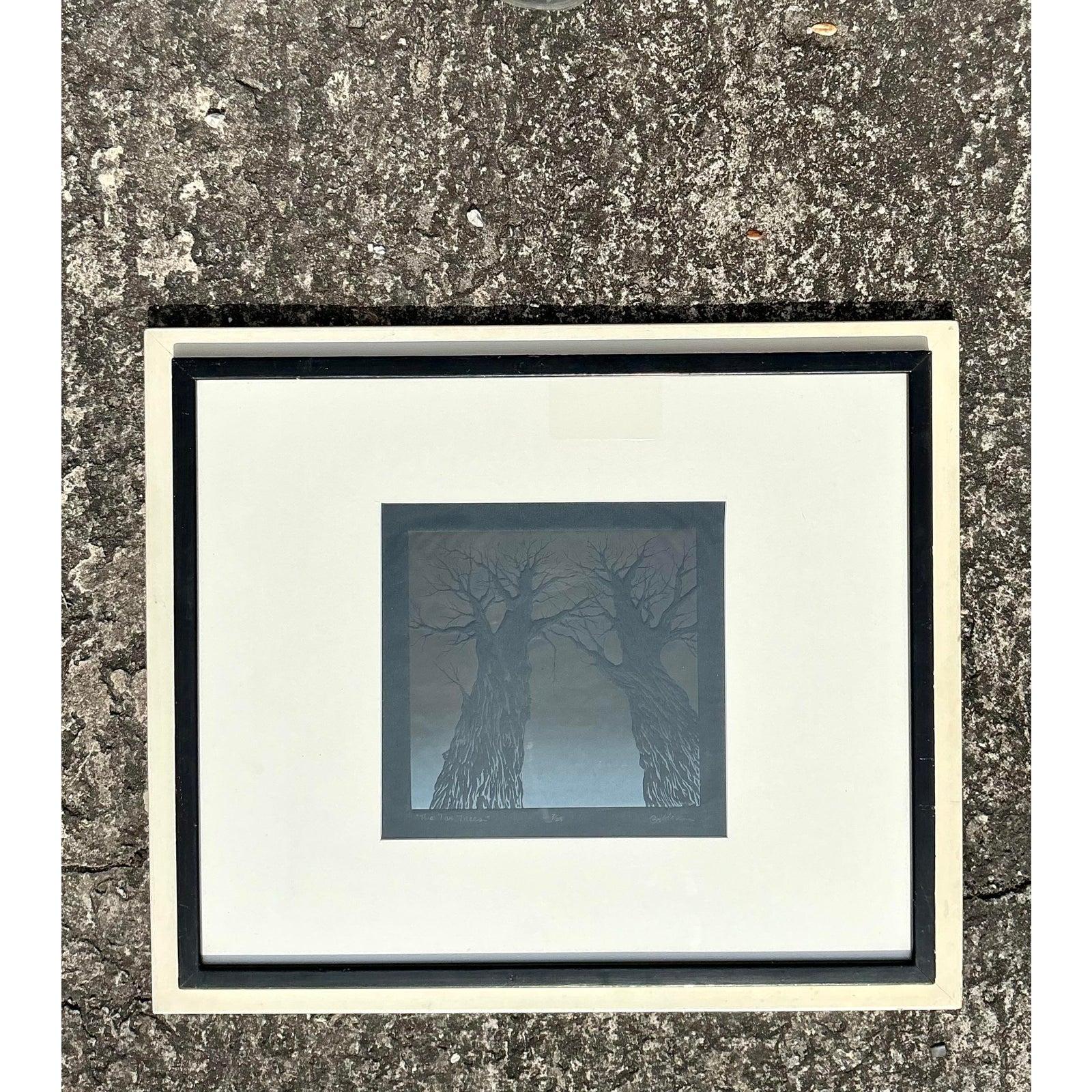 1970er Jahre Vintage Boho-Baum-Lithographie auf Papier (amerikanisch) im Angebot