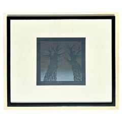 Litografia su carta dell'albero Boho vintage degli anni '70