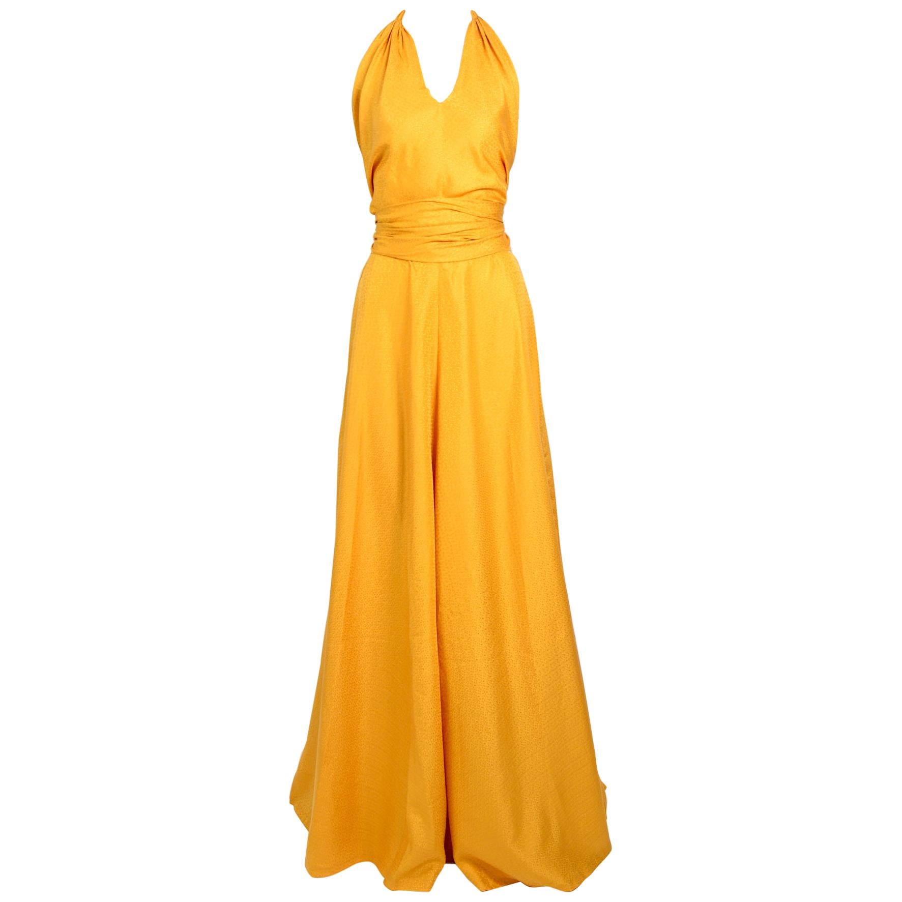 1970s Halston Bright Gold Metallic Lame Lurex Top & Pant Set main image 0