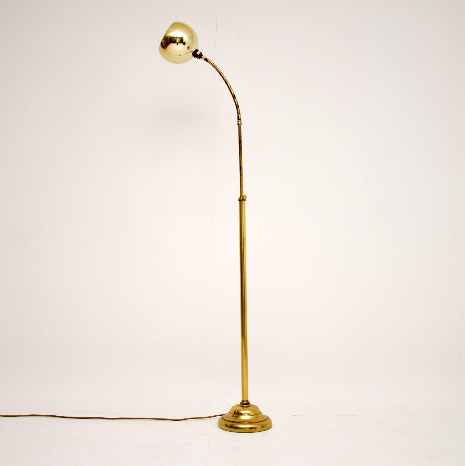 Italian 1970s Vintage Brass Adjustable Floor Lamp