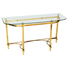 1970s Vintage Brass and Glass Console Table