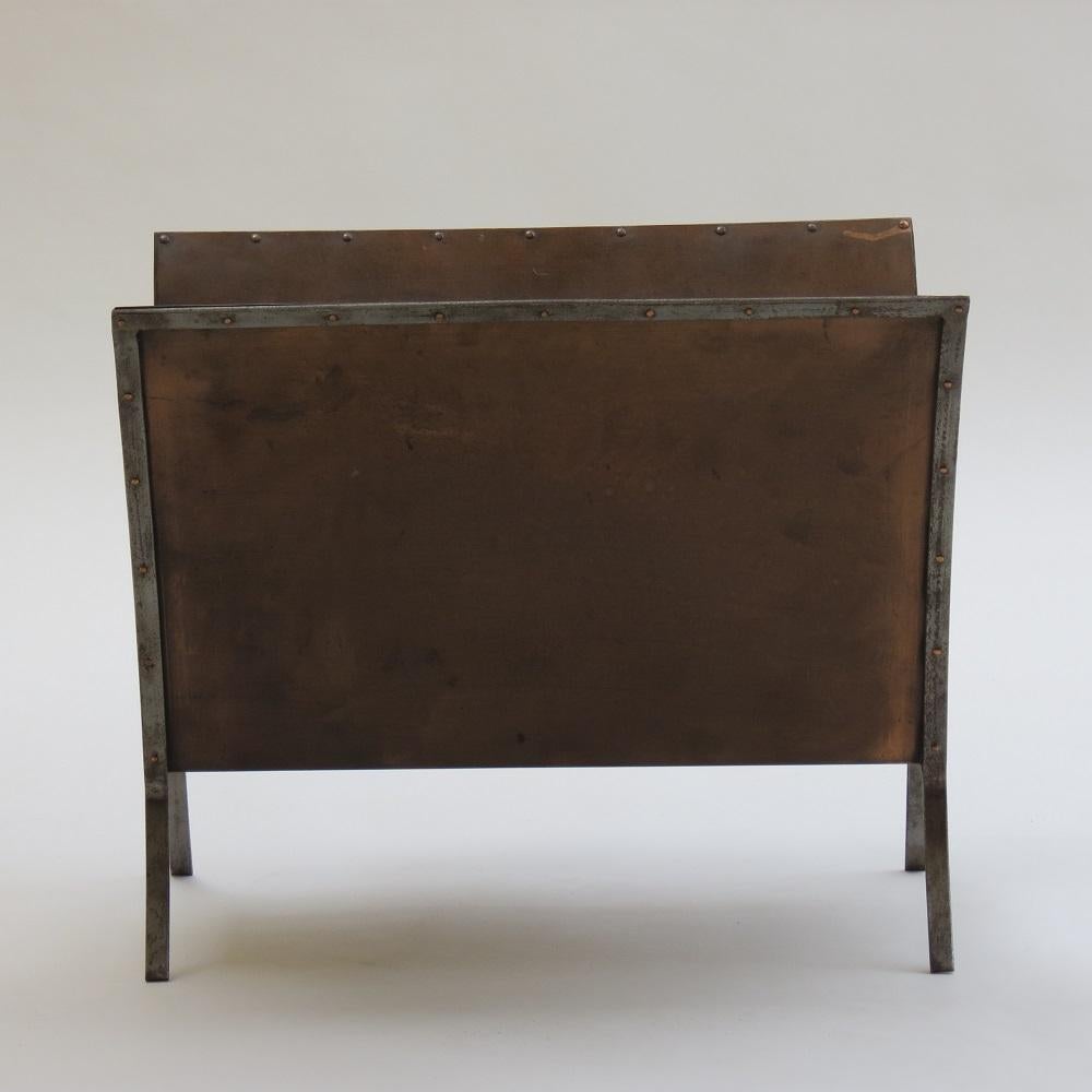 1970s Vintage Brass and Riveted Magazine Rack 3