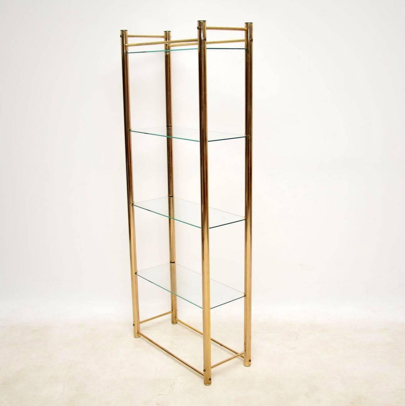 Mid-Century Modern 1970s Vintage Brass Bookcase / Display Cabinet