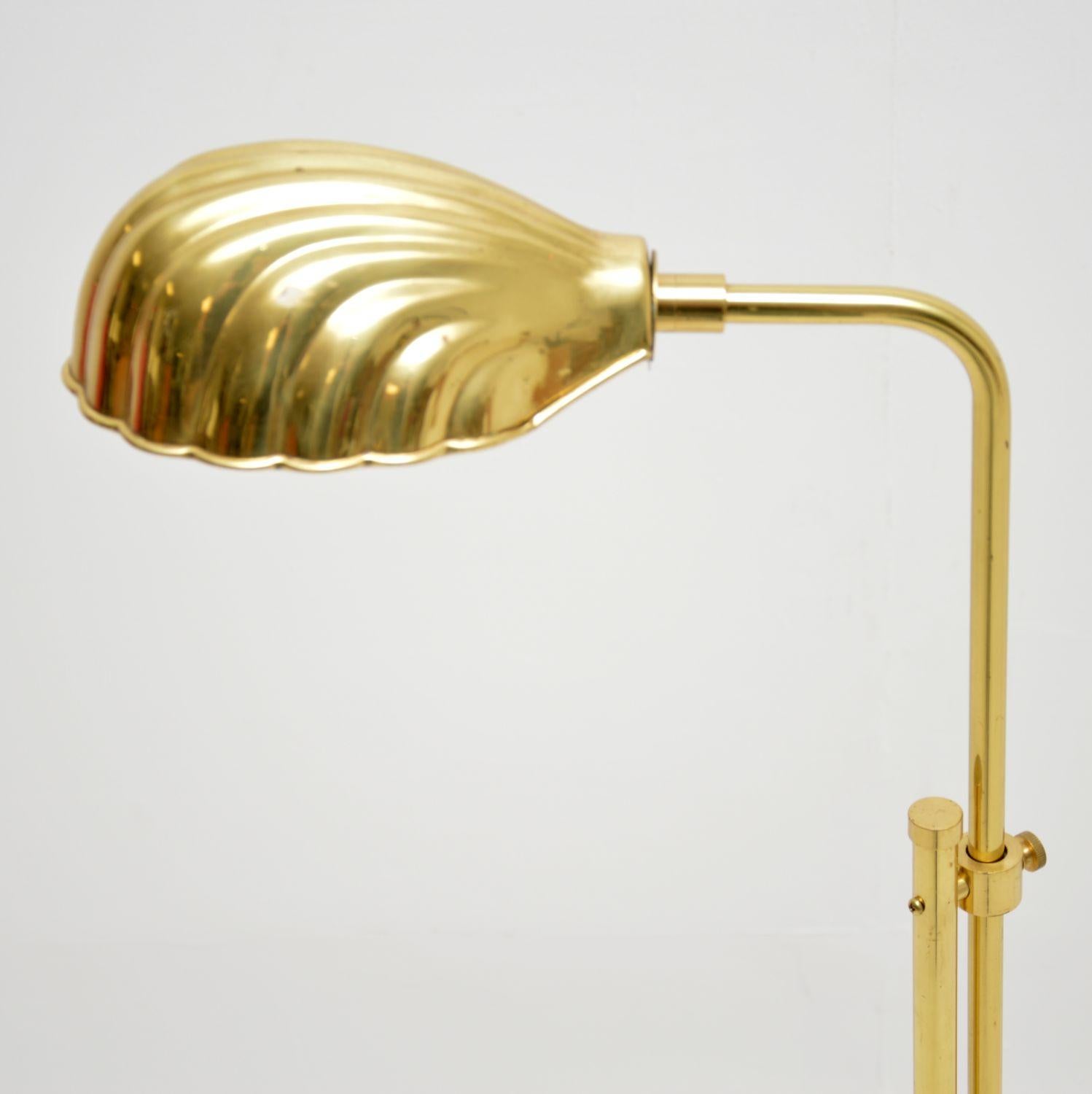 Late 20th Century 1970's Vintage Brass Clam Shell Floor Lamp