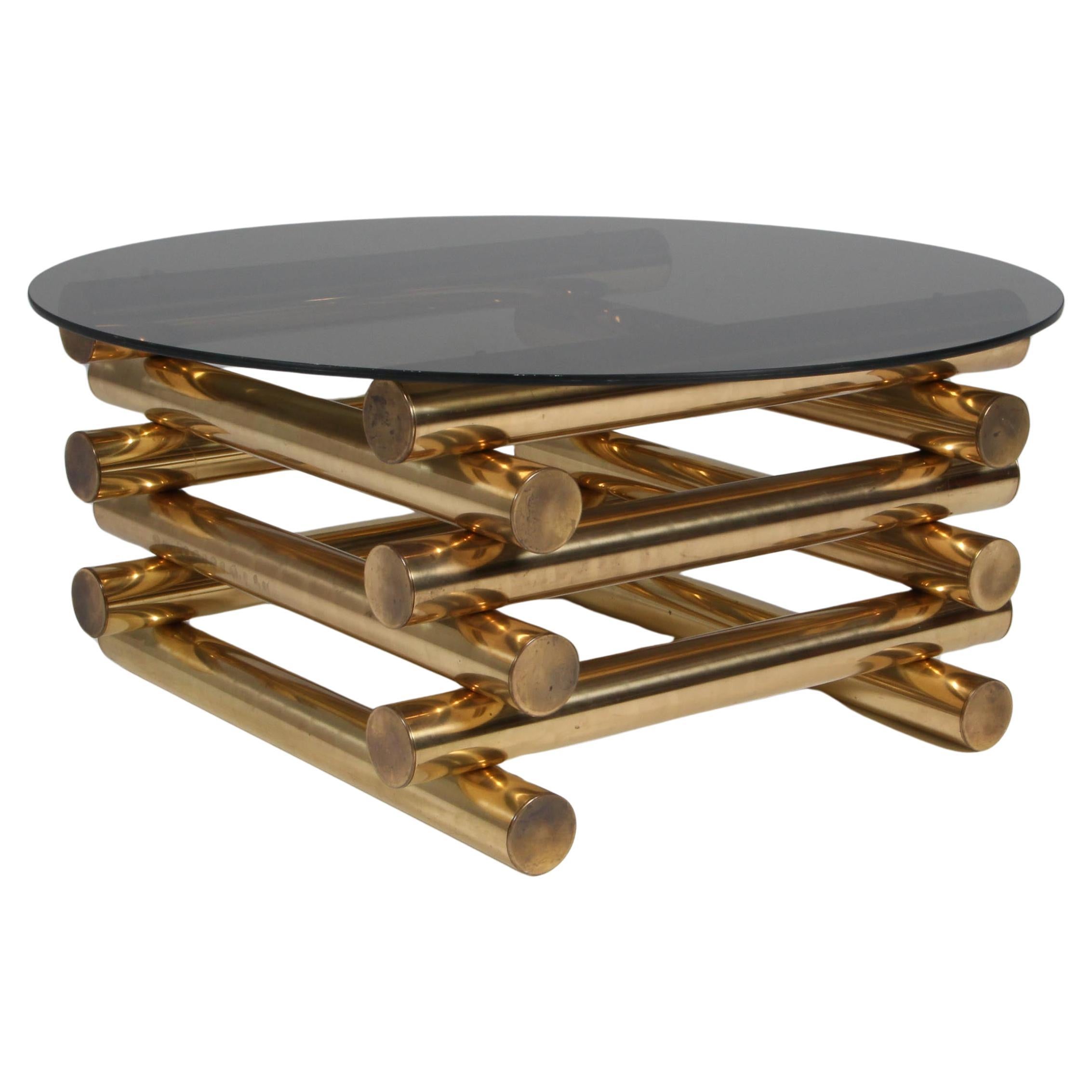 1970's Vintage Brass Coffee Table by Pieff, deisgned by Tim Bates