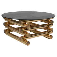 1970's Vintage Brass Coffee Table by Pieff, deisgned by Tim Bates