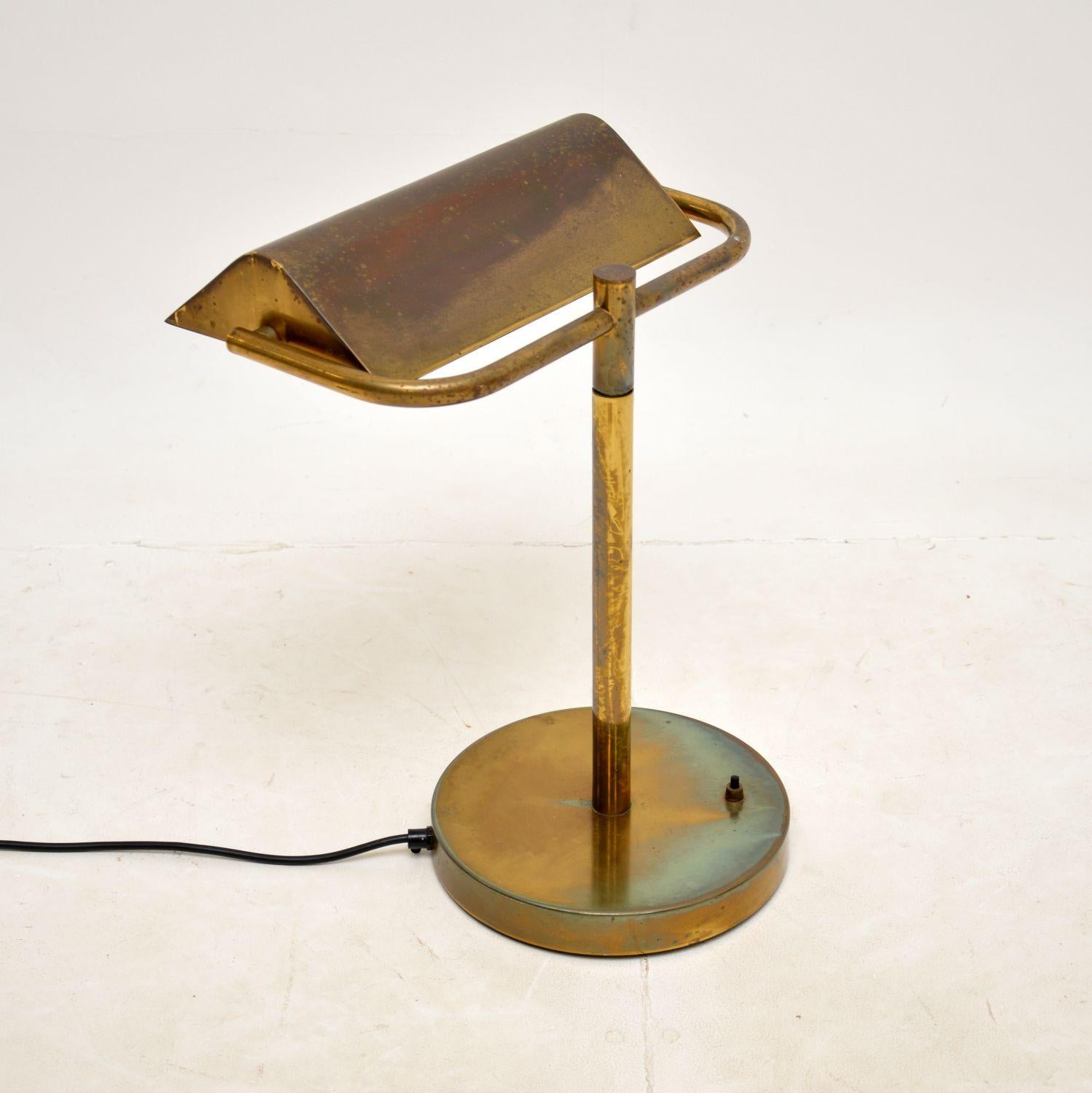 Mid-Century Modern 1970s Vintage Brass Desk Lamp