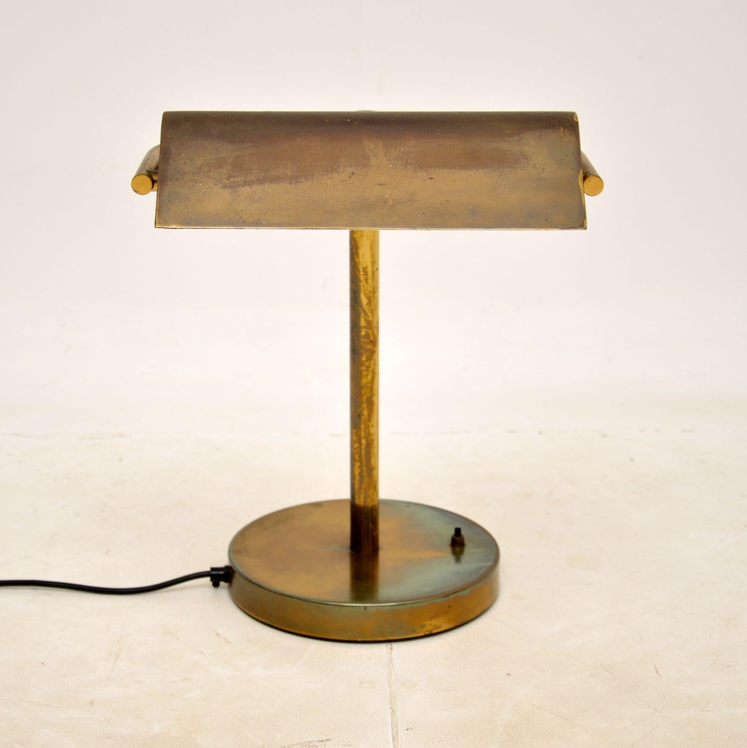 British 1970s Vintage Brass Desk Lamp