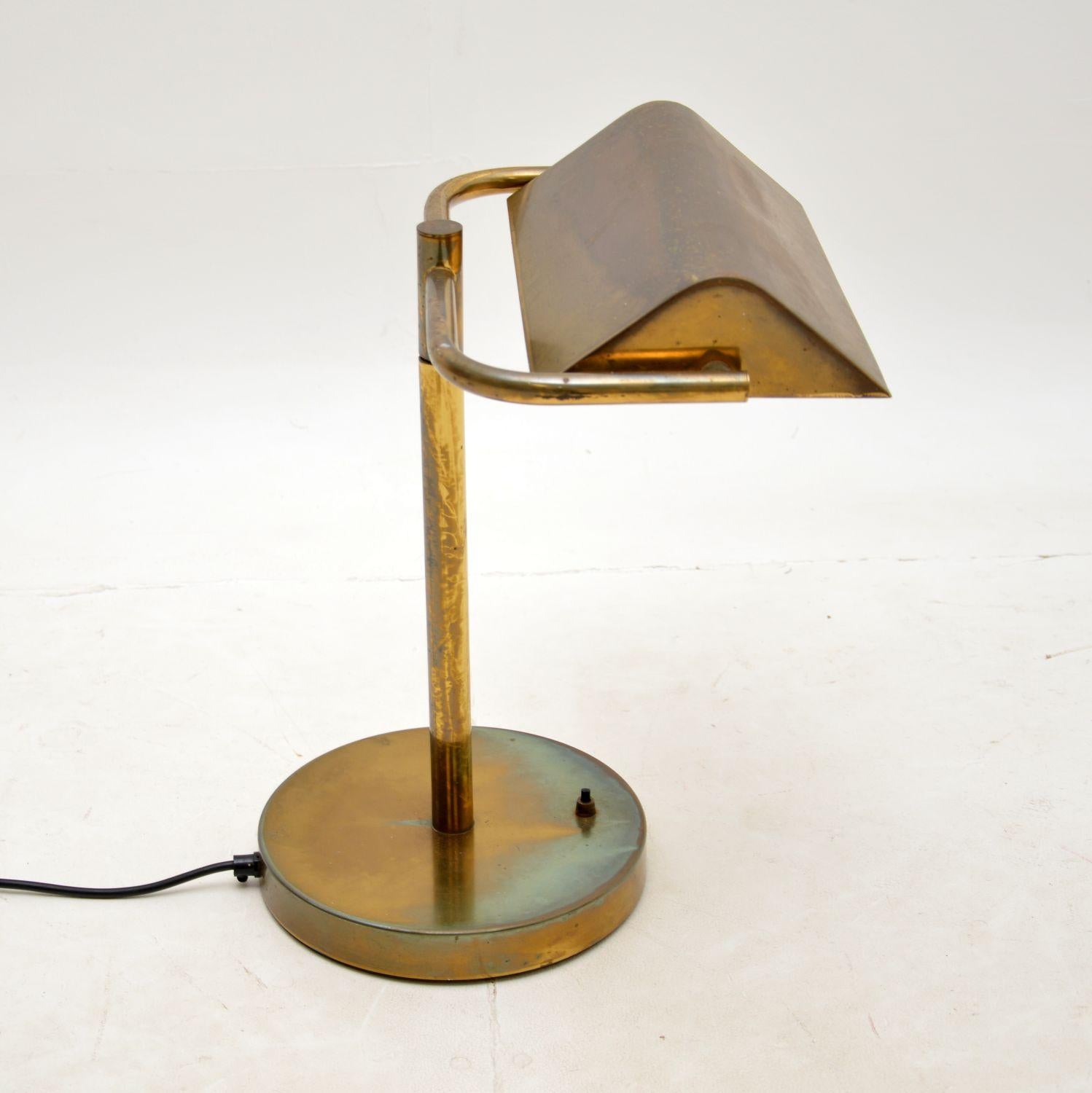 1970s Vintage Brass Desk Lamp In Good Condition In London, GB