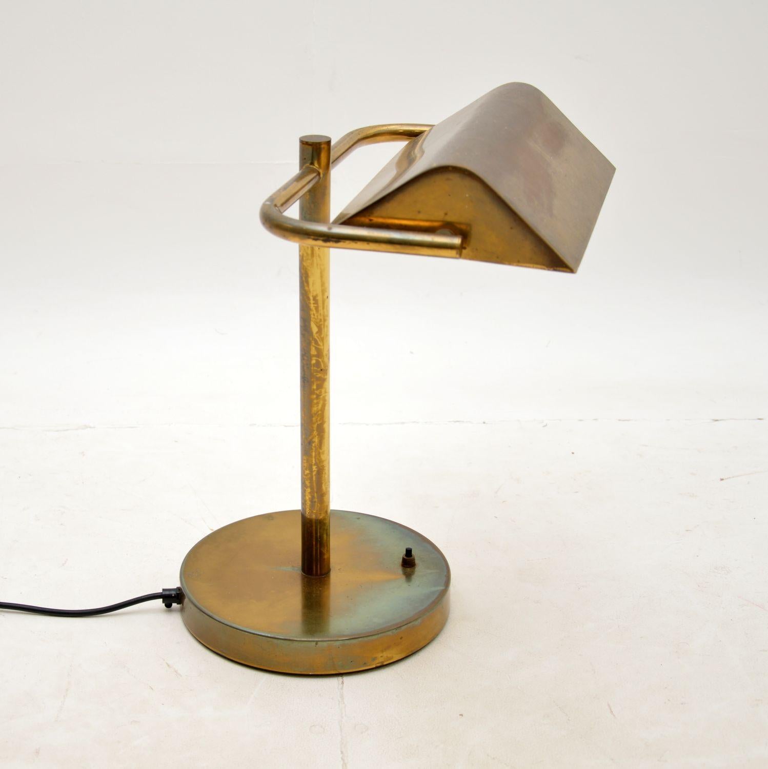 Late 20th Century 1970s Vintage Brass Desk Lamp