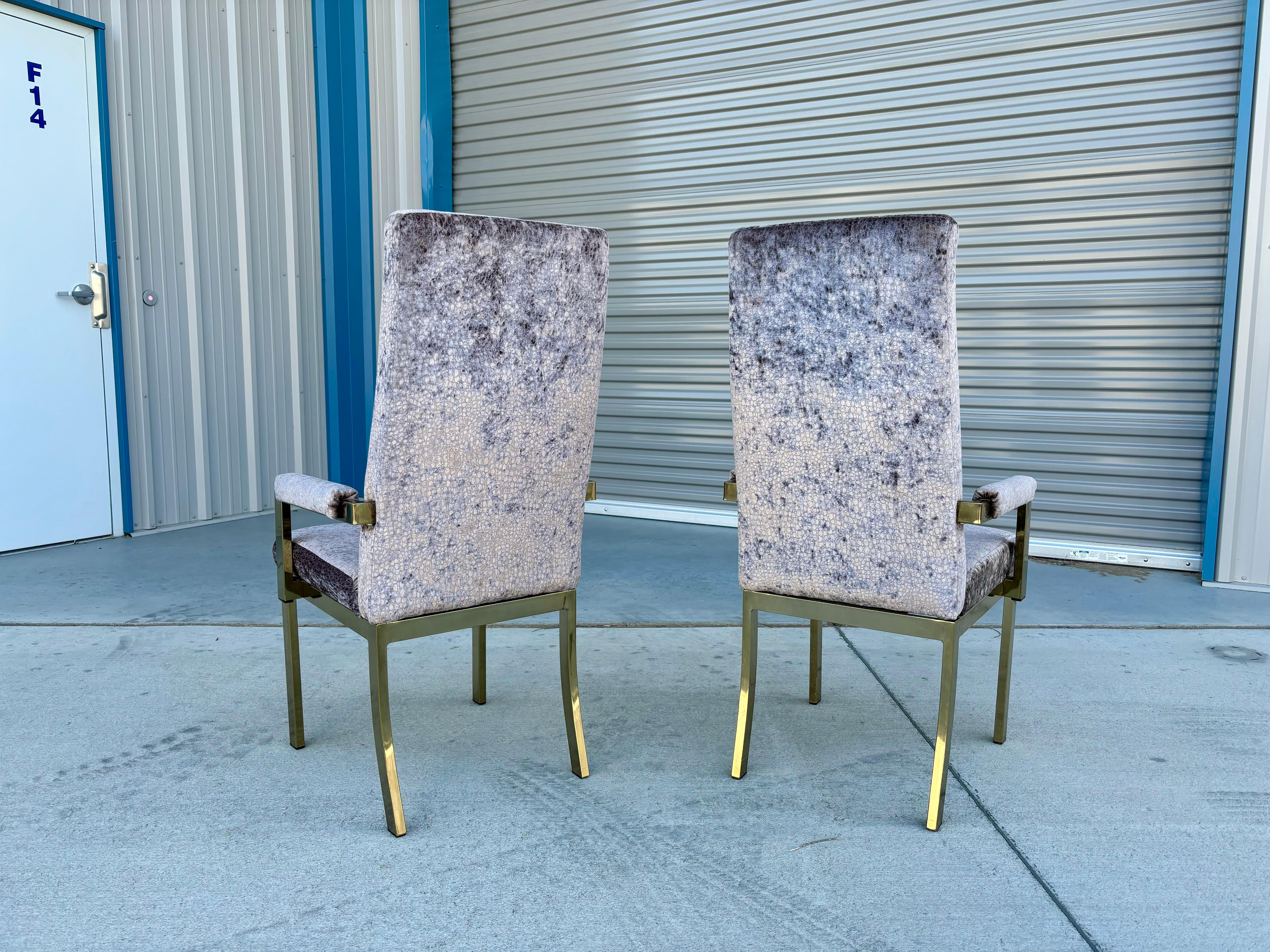 Chaises de salle à manger vintage en laiton des années 1970, style d'après Milo Baughman - lot de 6 en vente 3