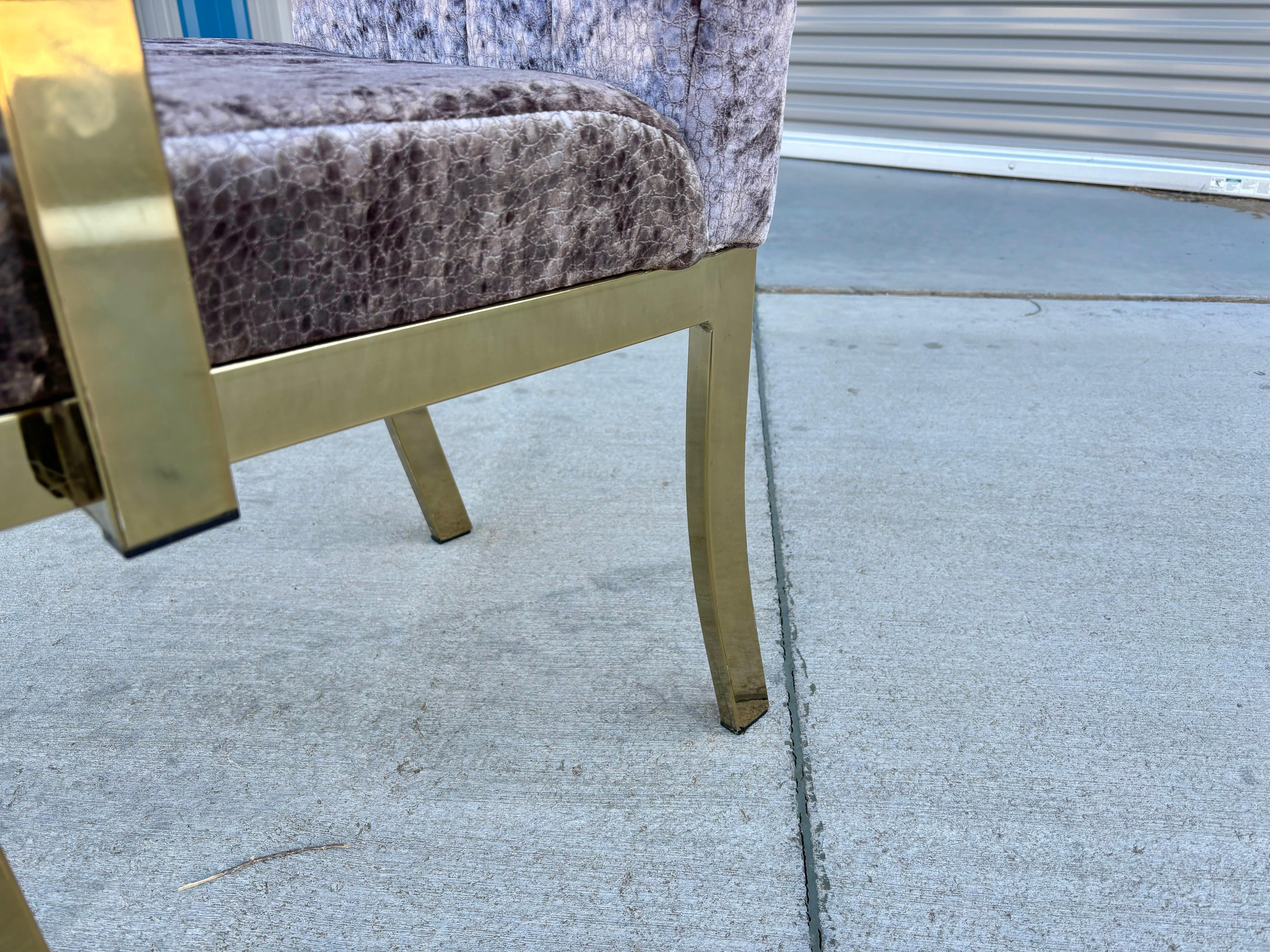 1970s Vintage Brass Dining Chairs Styled After Milo Baughman - Set of 6 For Sale 7