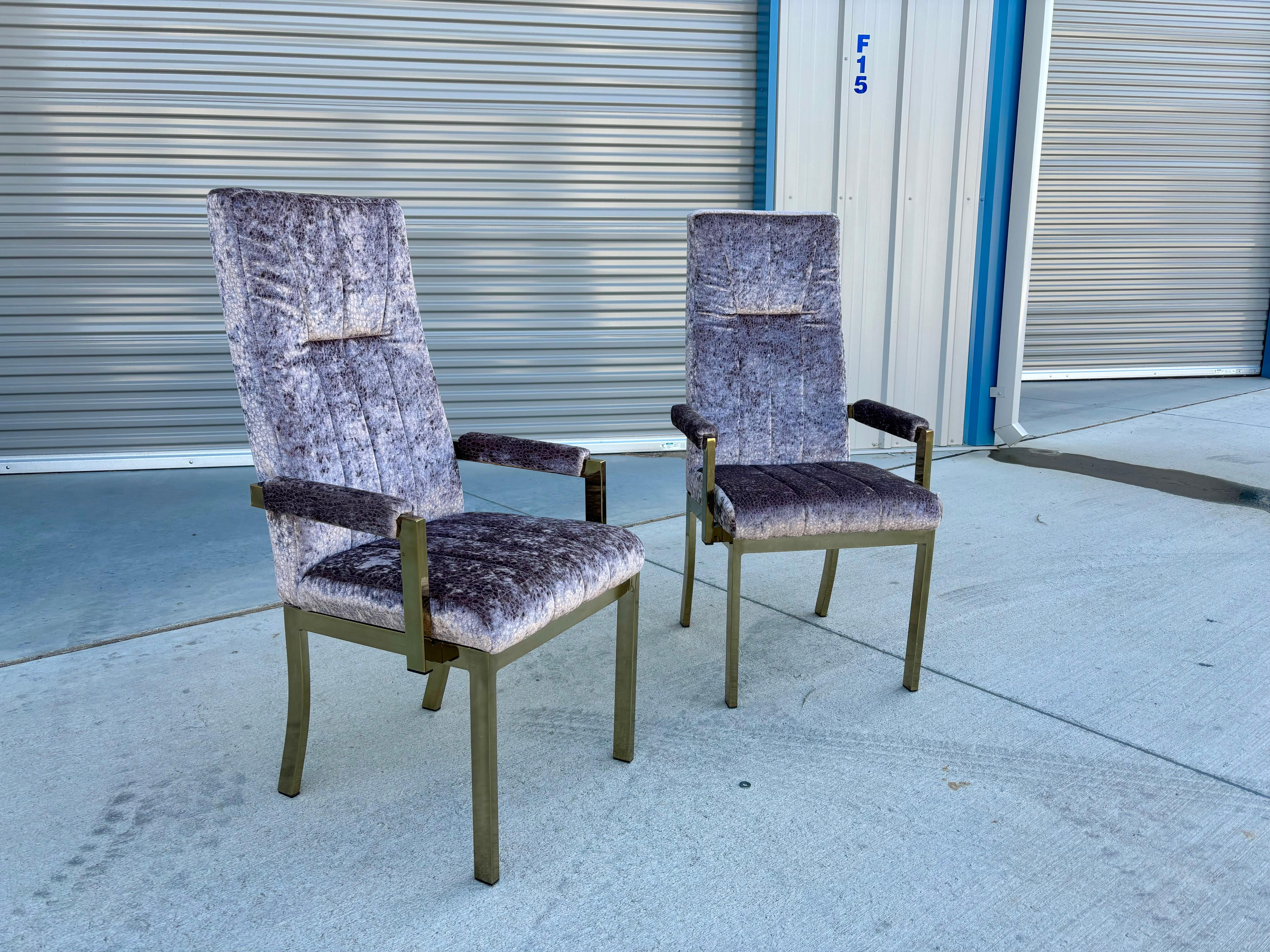 1970s Vintage Brass Dining Chairs Styled After Milo Baughman - Set of 6 For Sale 1