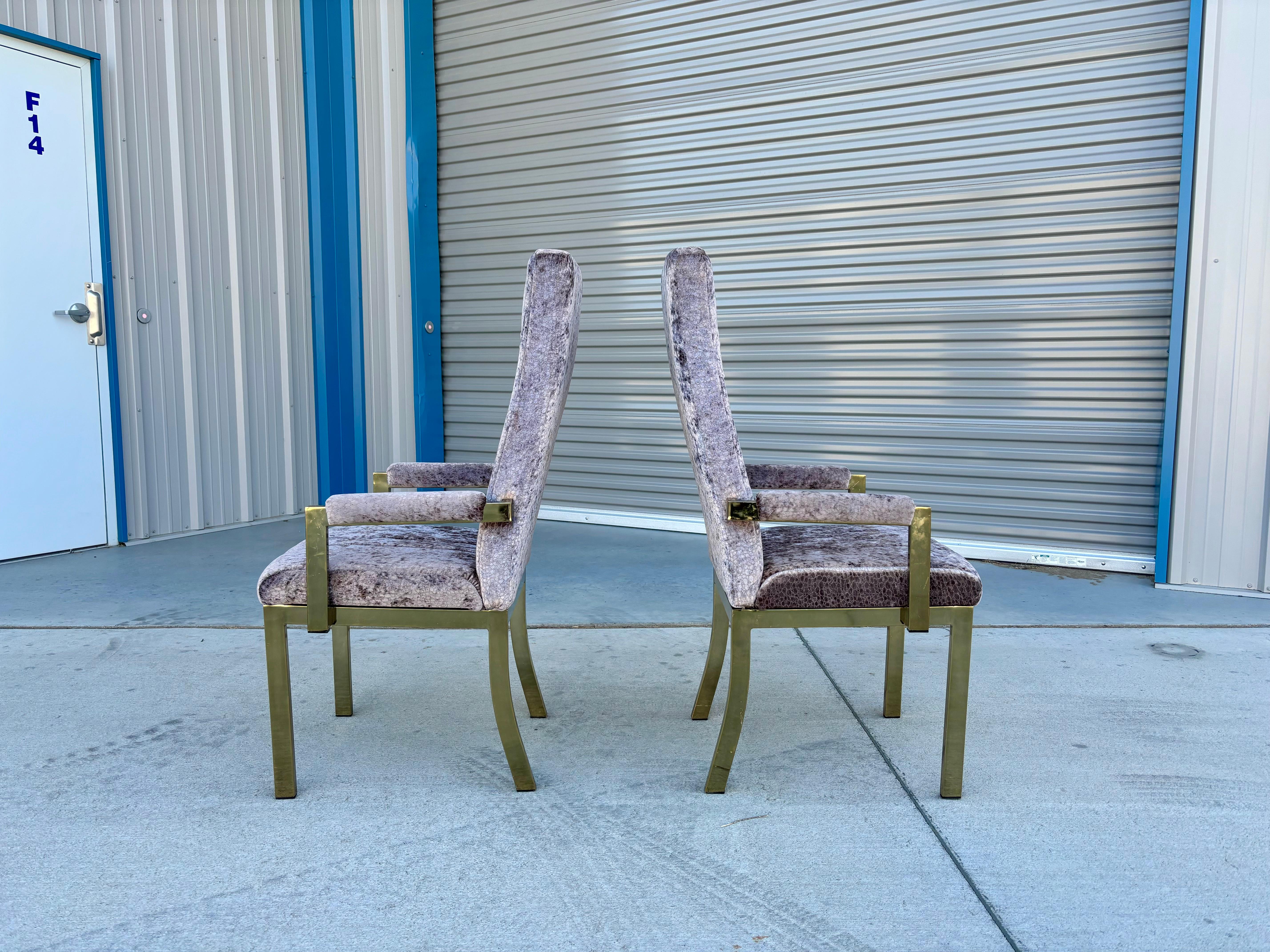 Chaises de salle à manger vintage en laiton des années 1970, style d'après Milo Baughman - lot de 6 en vente 2