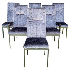 1970s Vintage Brass Dining Chairs Styled After Milo Baughman- Set of 6