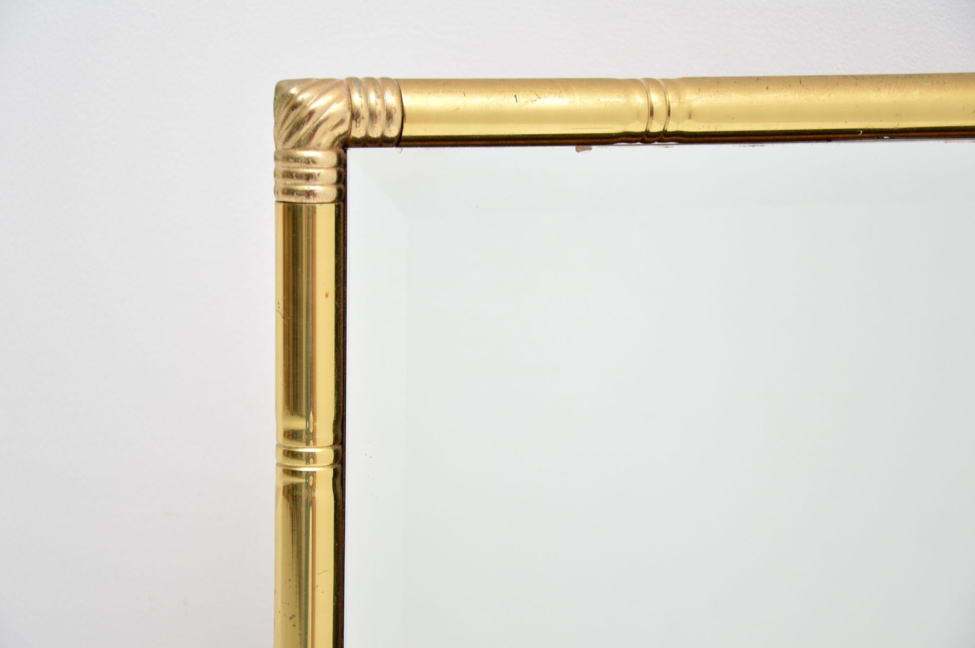Late 20th Century 1970's Vintage Brass Faux Bamboo Mirror For Sale