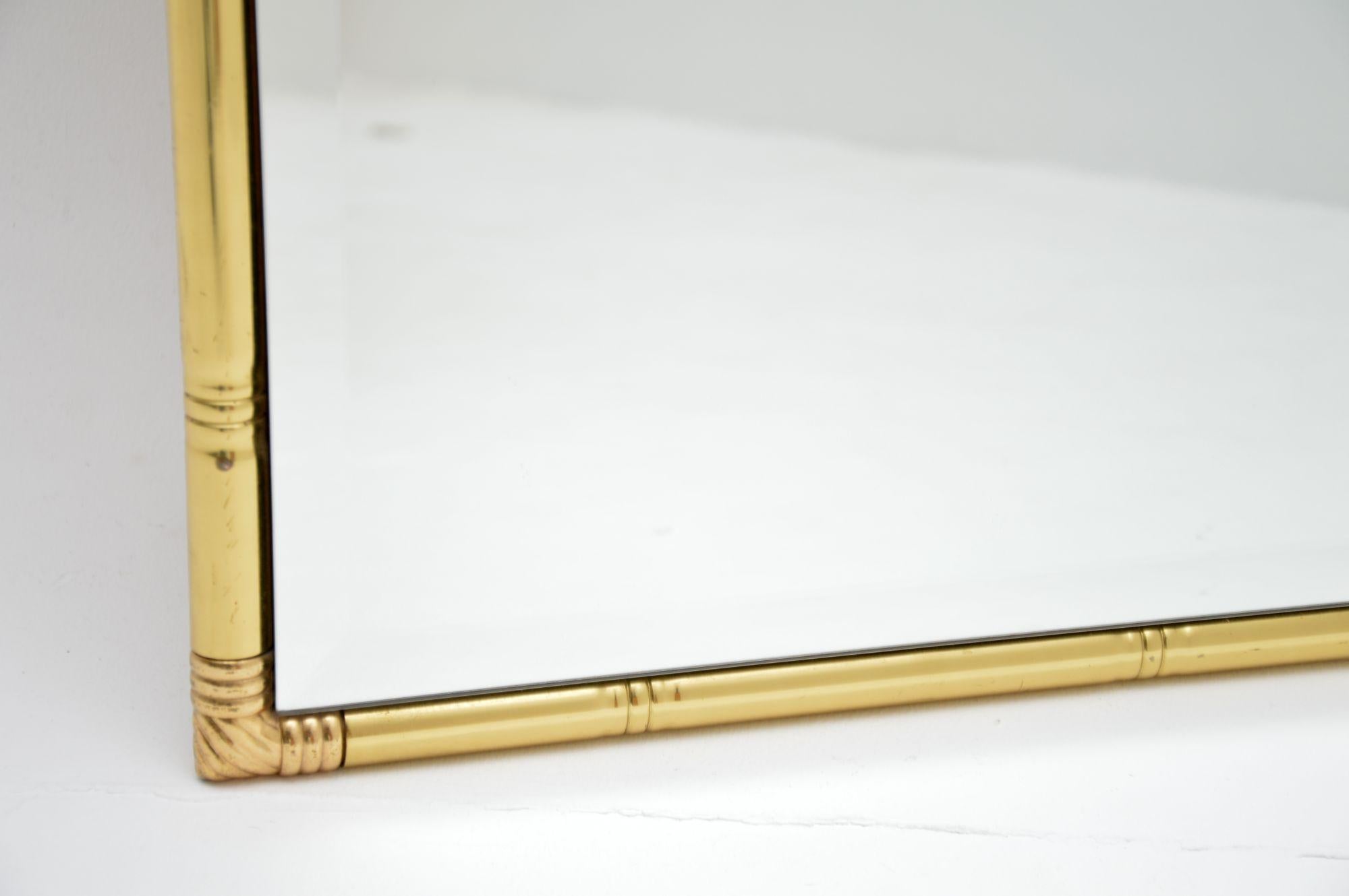 1970's Vintage Brass Faux Bamboo Mirror For Sale 2