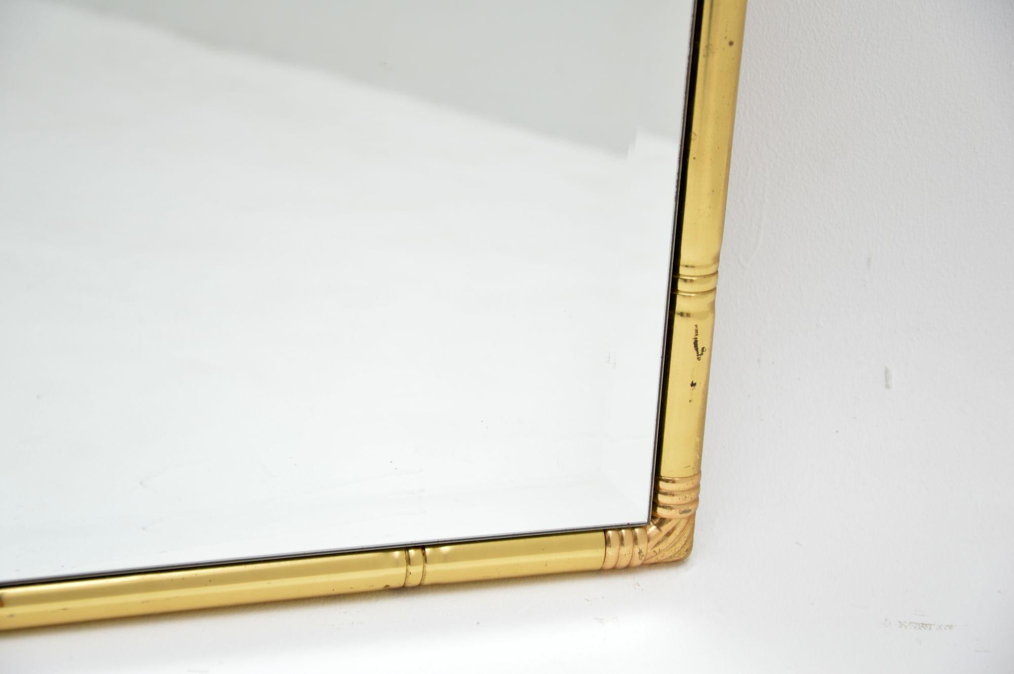 1970's Vintage Brass Faux Bamboo Mirror For Sale 3
