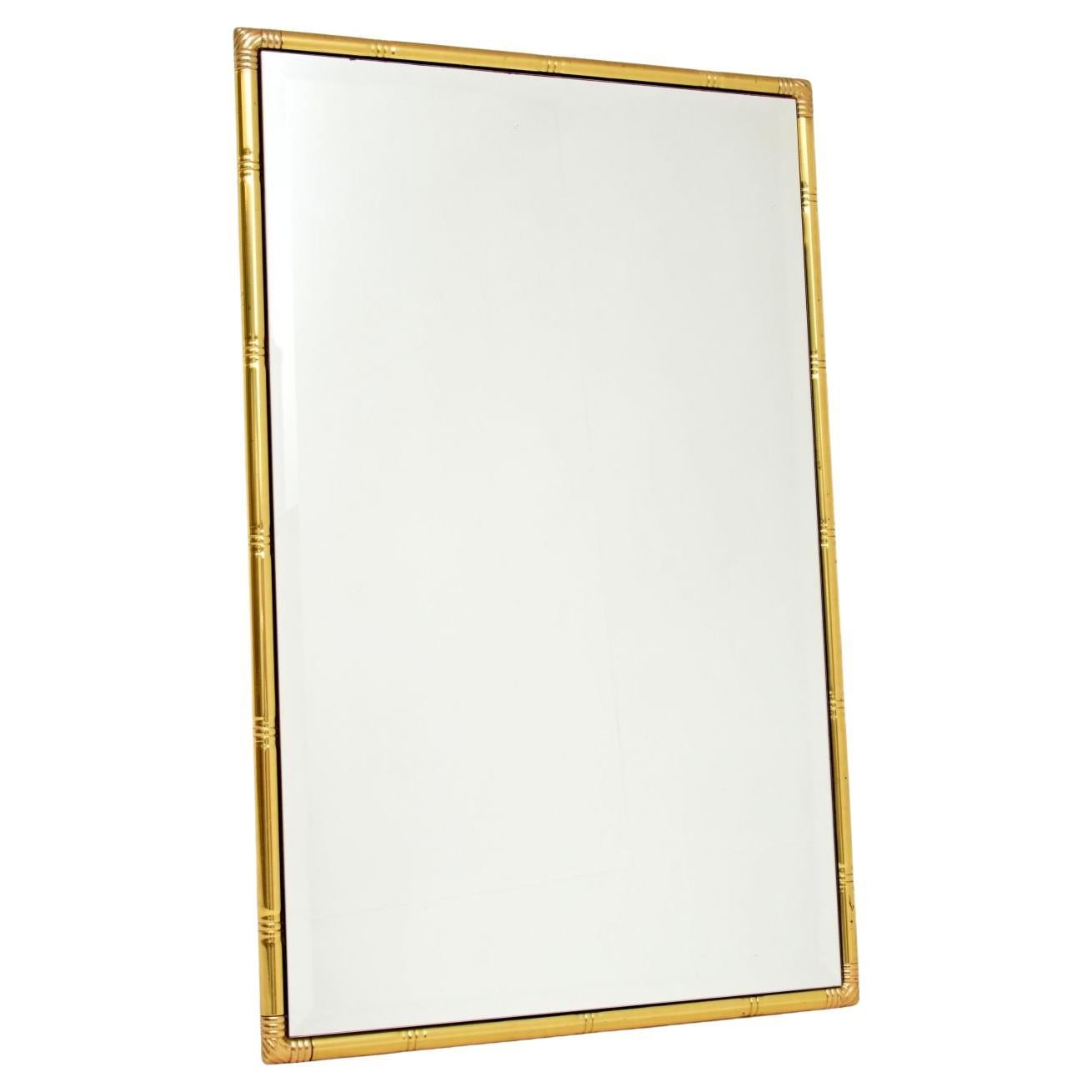 1970's Vintage Brass Faux Bamboo Mirror
