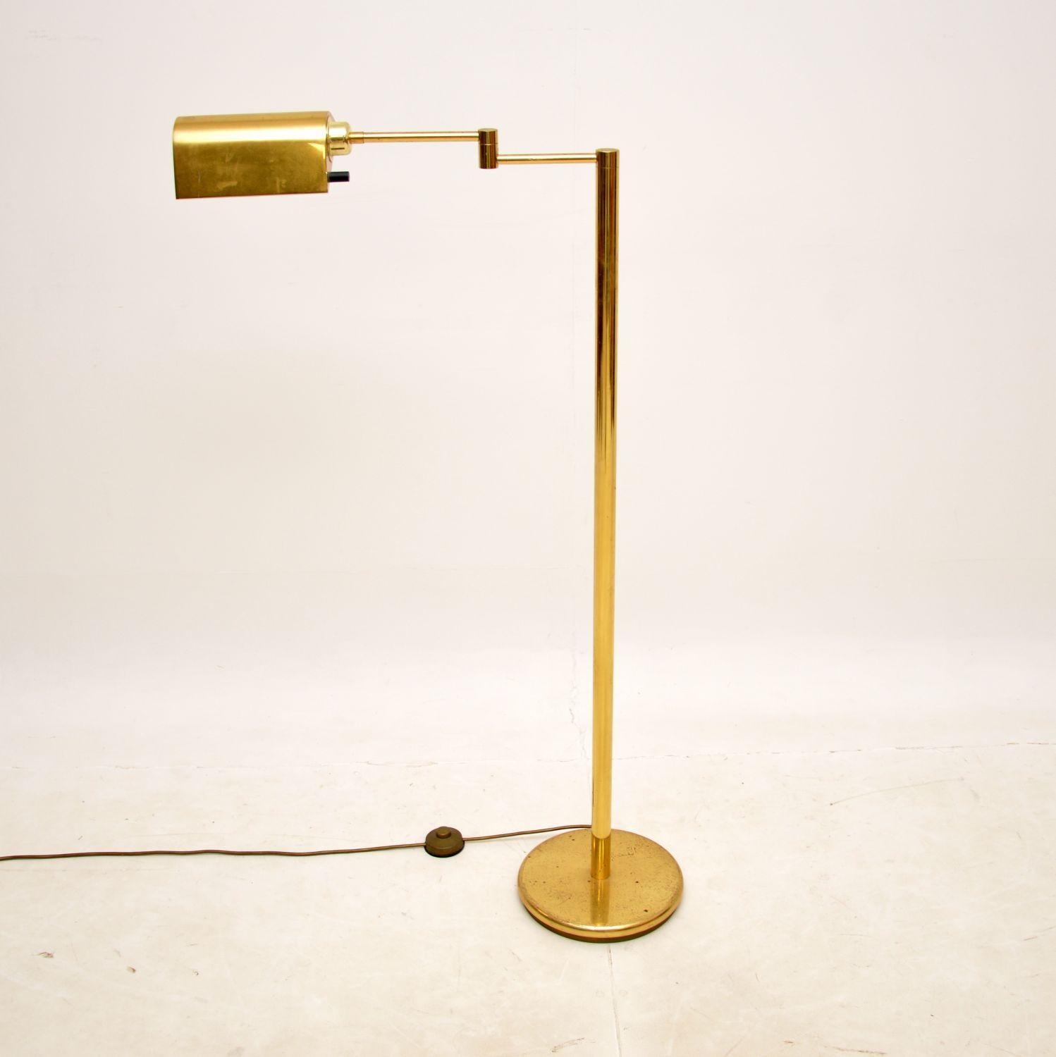 Mid-Century Modern 1970s Vintage Brass Floor Lamp