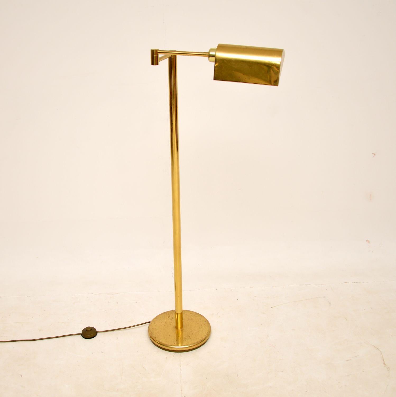British 1970s Vintage Brass Floor Lamp
