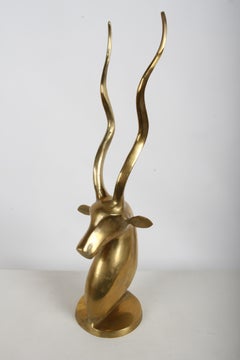 1970s Vintage Brass Gazelle Antelope Decorative Object Sculpture - 21" Tall