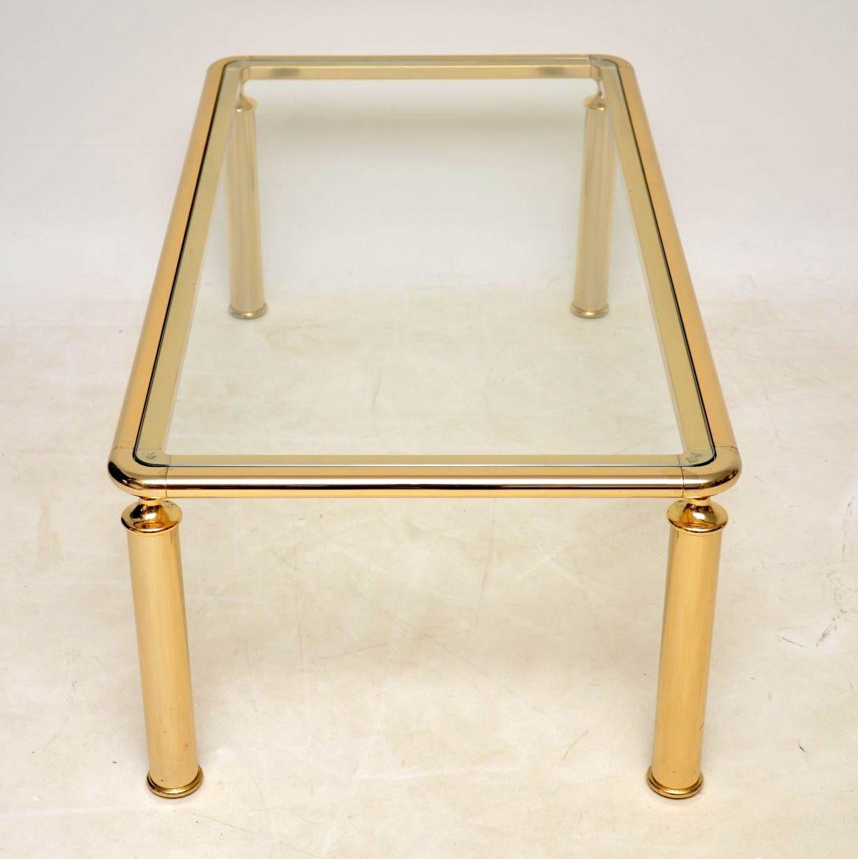 Mid-Century Modern 1970s Vintage Brass and Glass Coffee Table