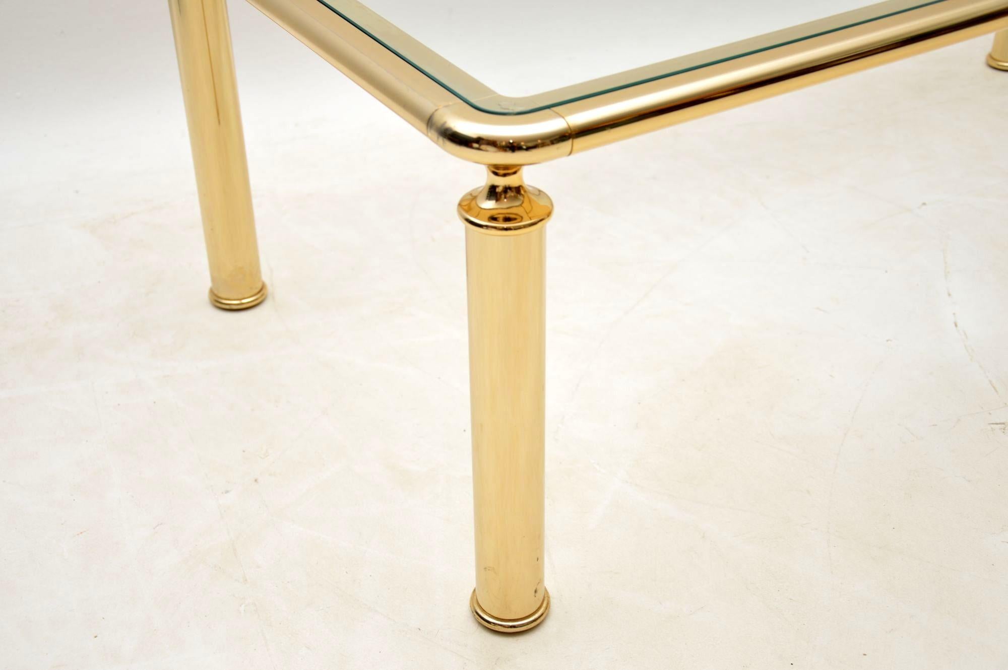 European 1970s Vintage Brass and Glass Coffee Table