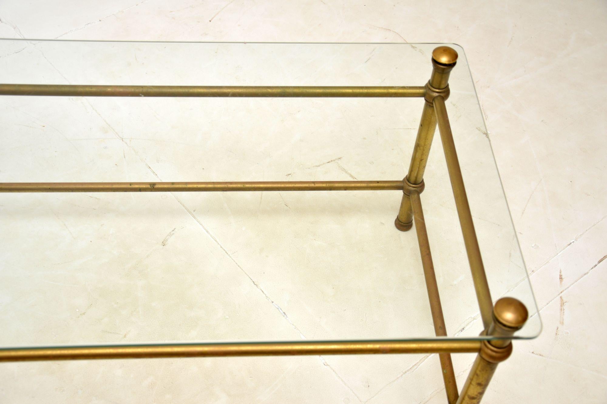 Late 20th Century 1970s Vintage Brass & Glass Coffee Table