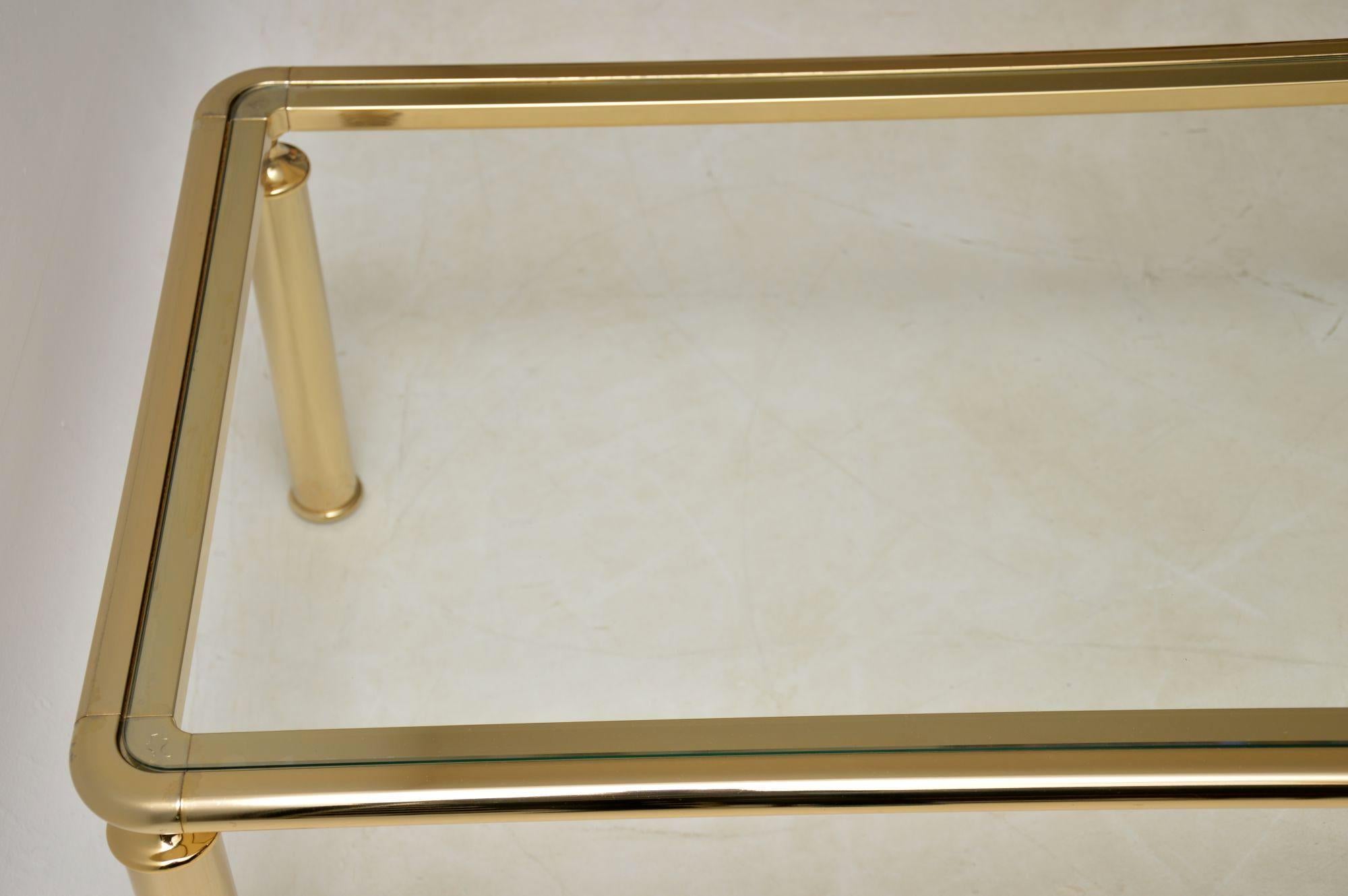 Late 20th Century 1970s Vintage Brass and Glass Coffee Table