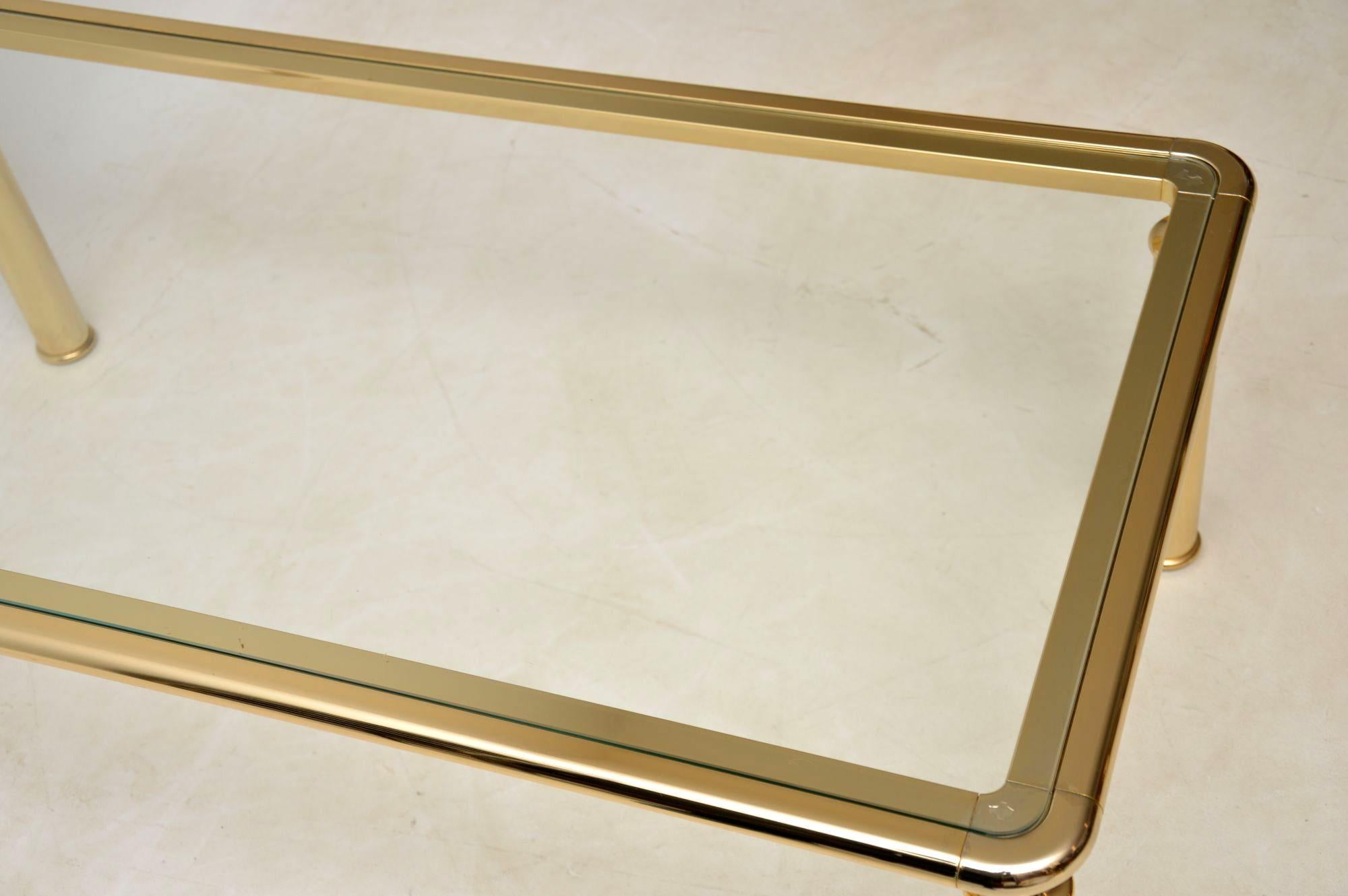 1970s Vintage Brass and Glass Coffee Table 2