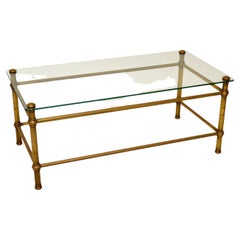1970s Vintage Brass & Glass Coffee Table