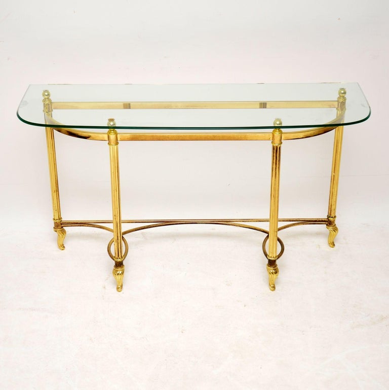 1970s Vintage Brass and Glass Console Table For Sale at ...