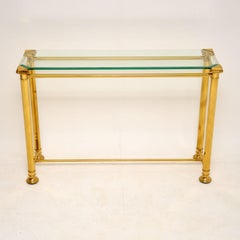1970s Vintage Brass and Glass Console Table