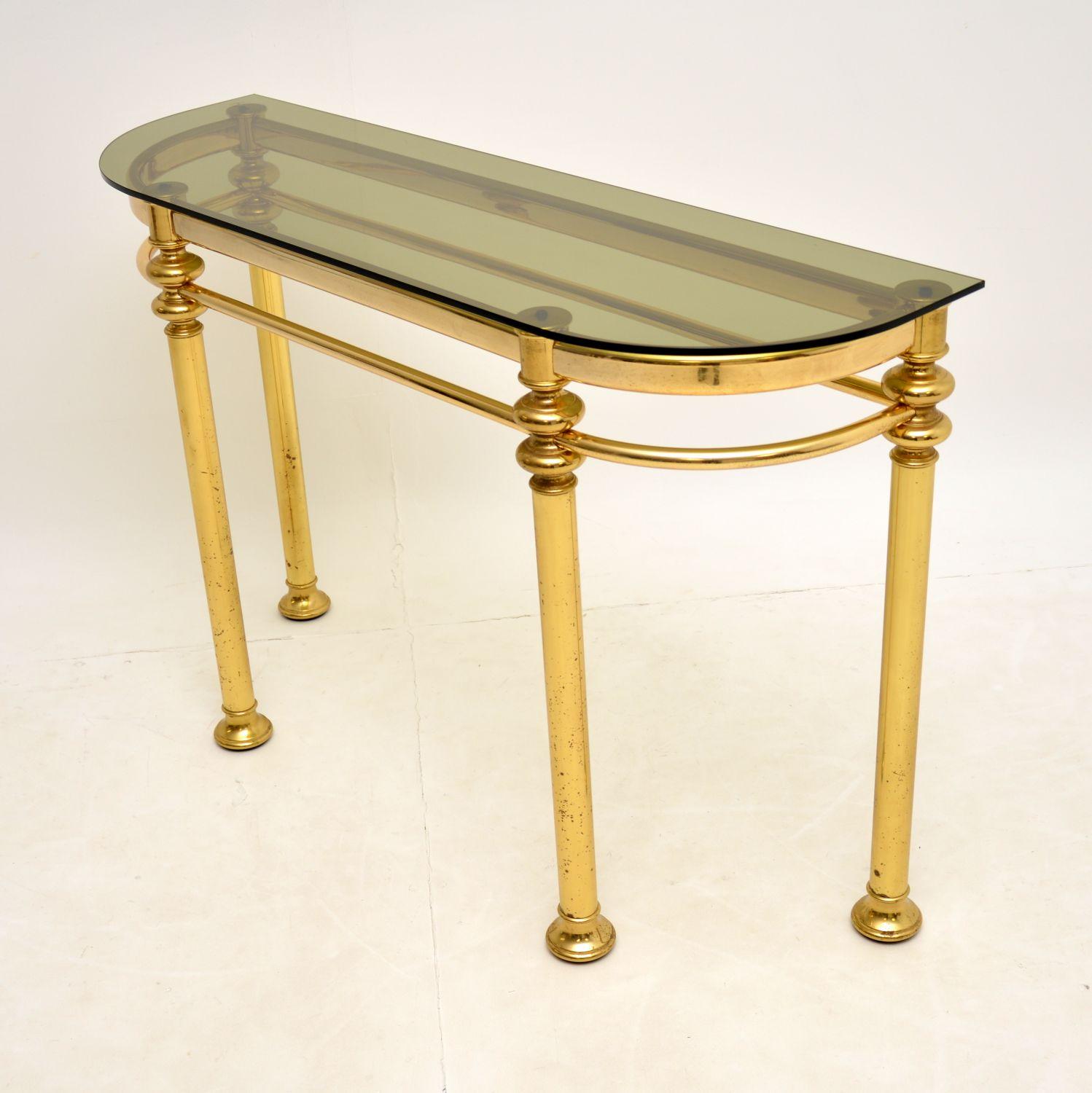 Mid-Century Modern 1970’s Vintage Brass & Glass Console Table