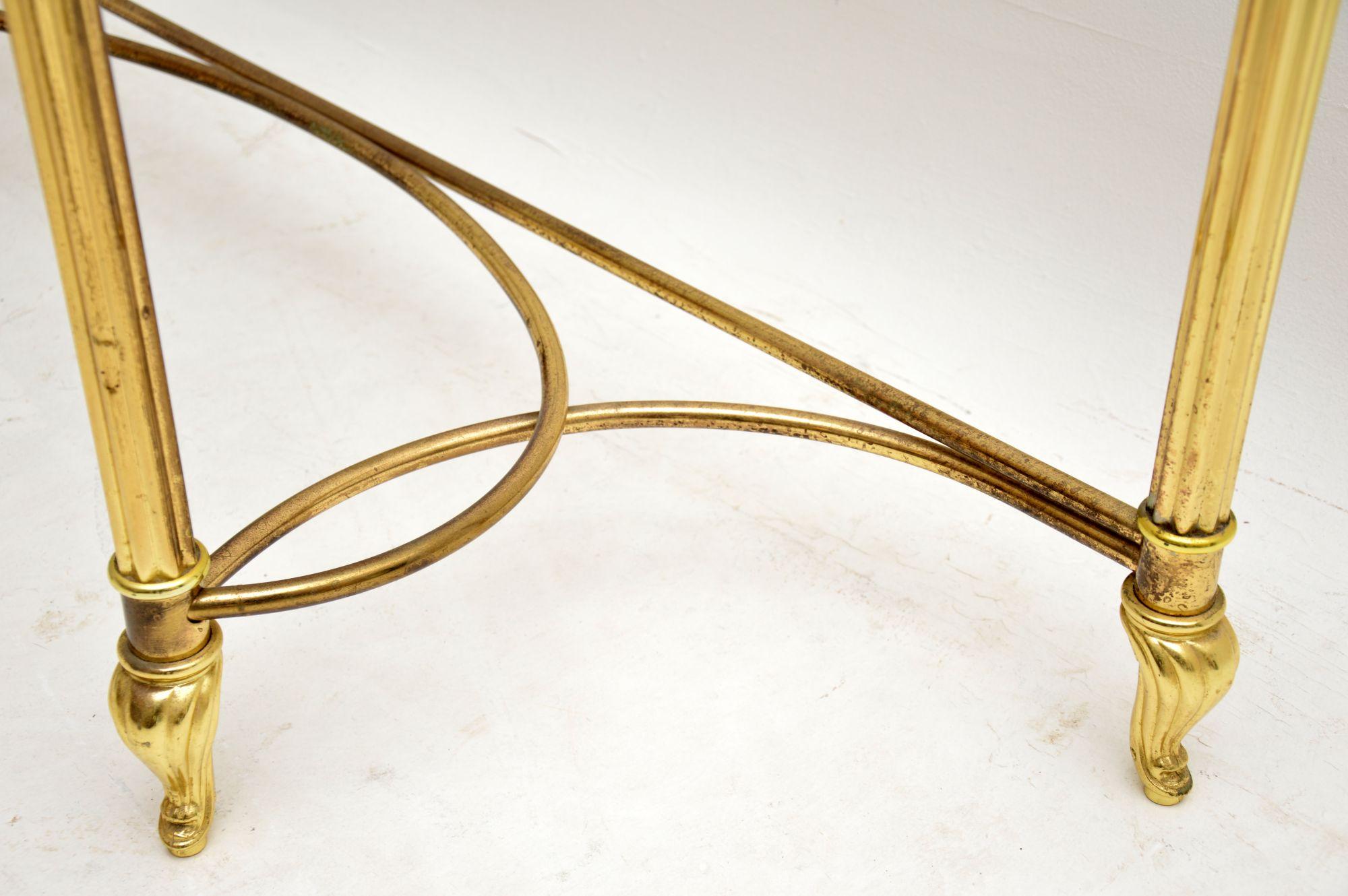 brass glass console table