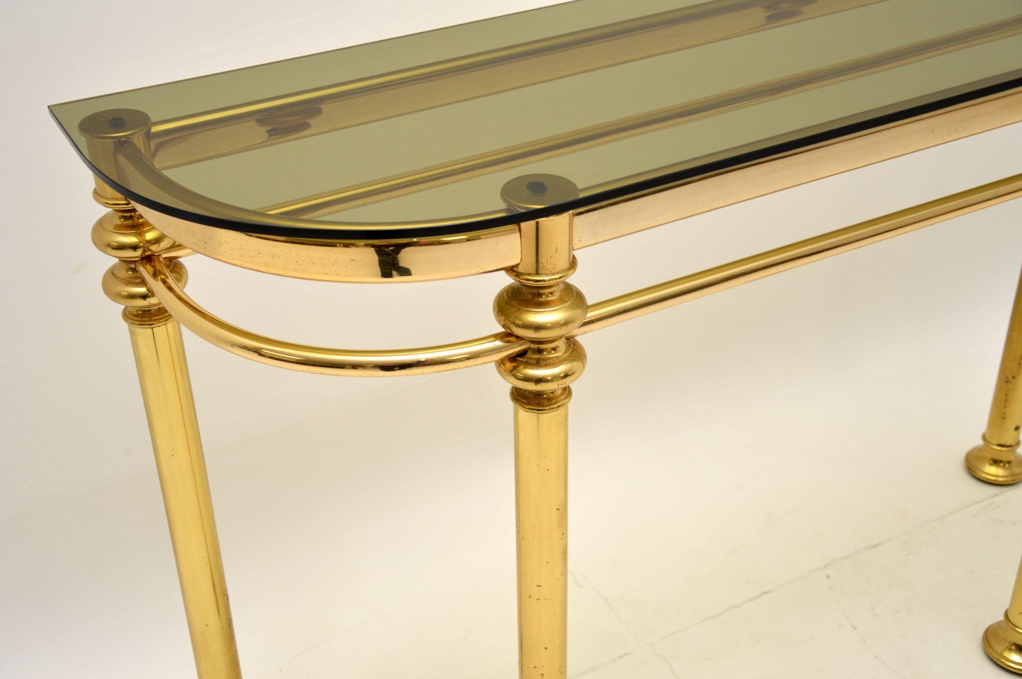 1970’s Vintage Brass & Glass Console Table In Good Condition In London, GB