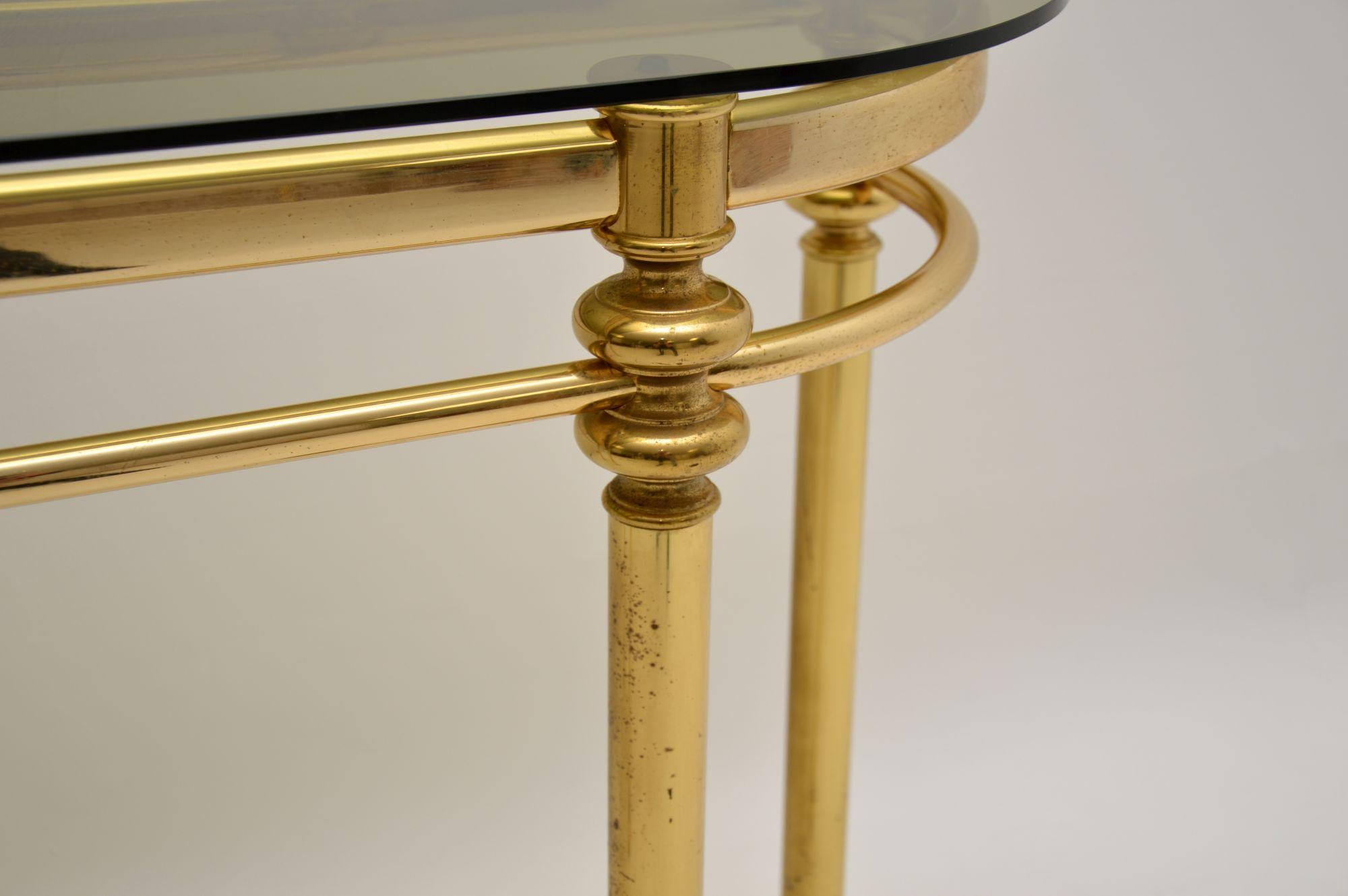 1970’s Vintage Brass & Glass Console Table 3