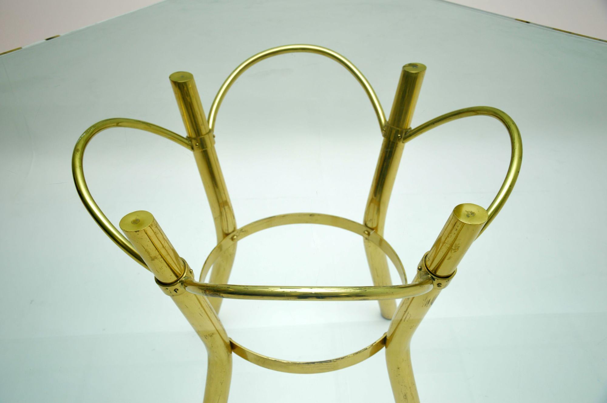20th Century 1970’s Vintage Brass & Glass Dining Table