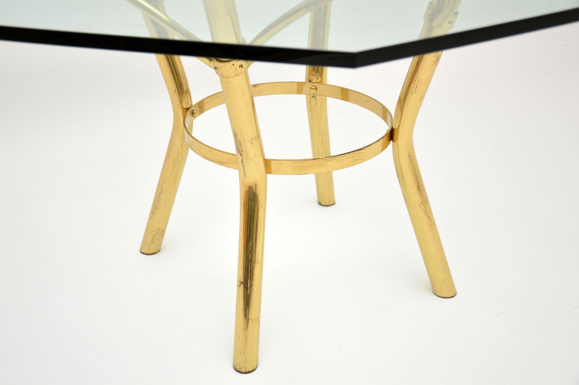 1970's Vintage Brass & Glass Dining Table For Sale 1