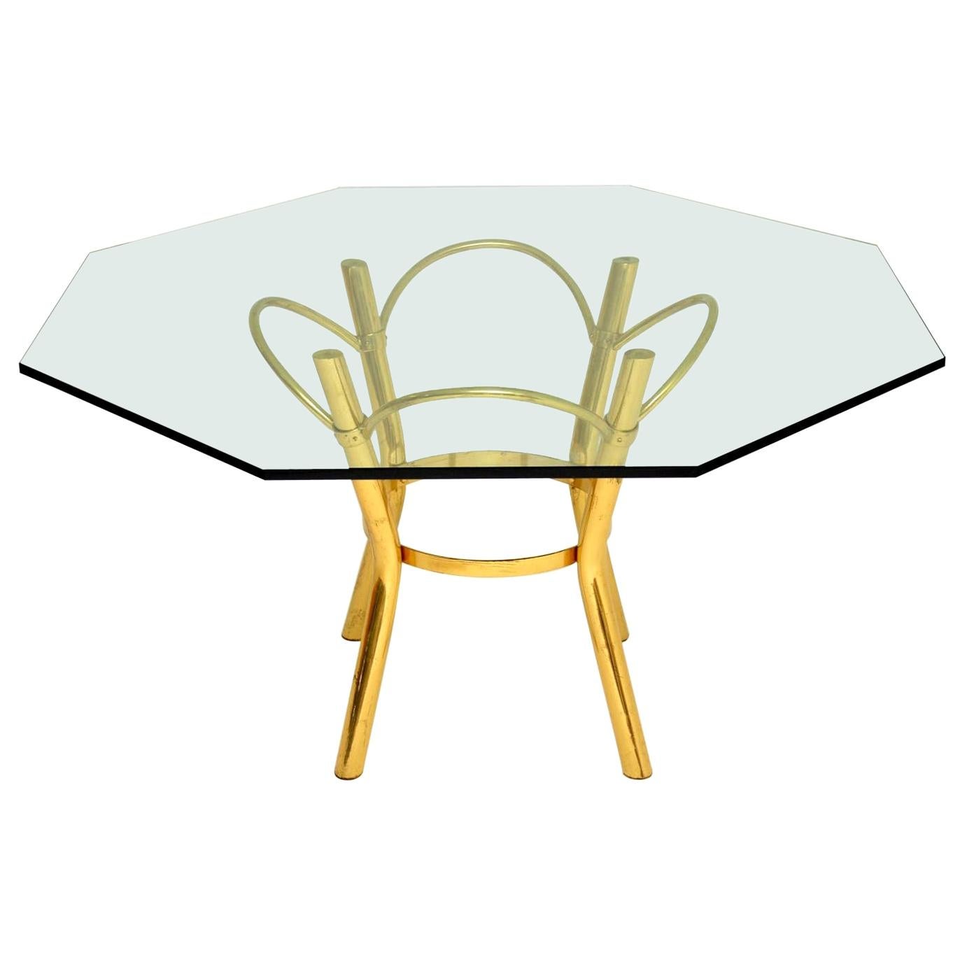 1970’s Vintage Brass & Glass Dining Table