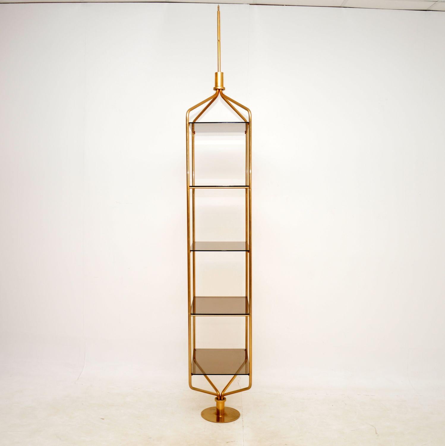 Italian 1970s Vintage Brass & Glass Display Cabinet