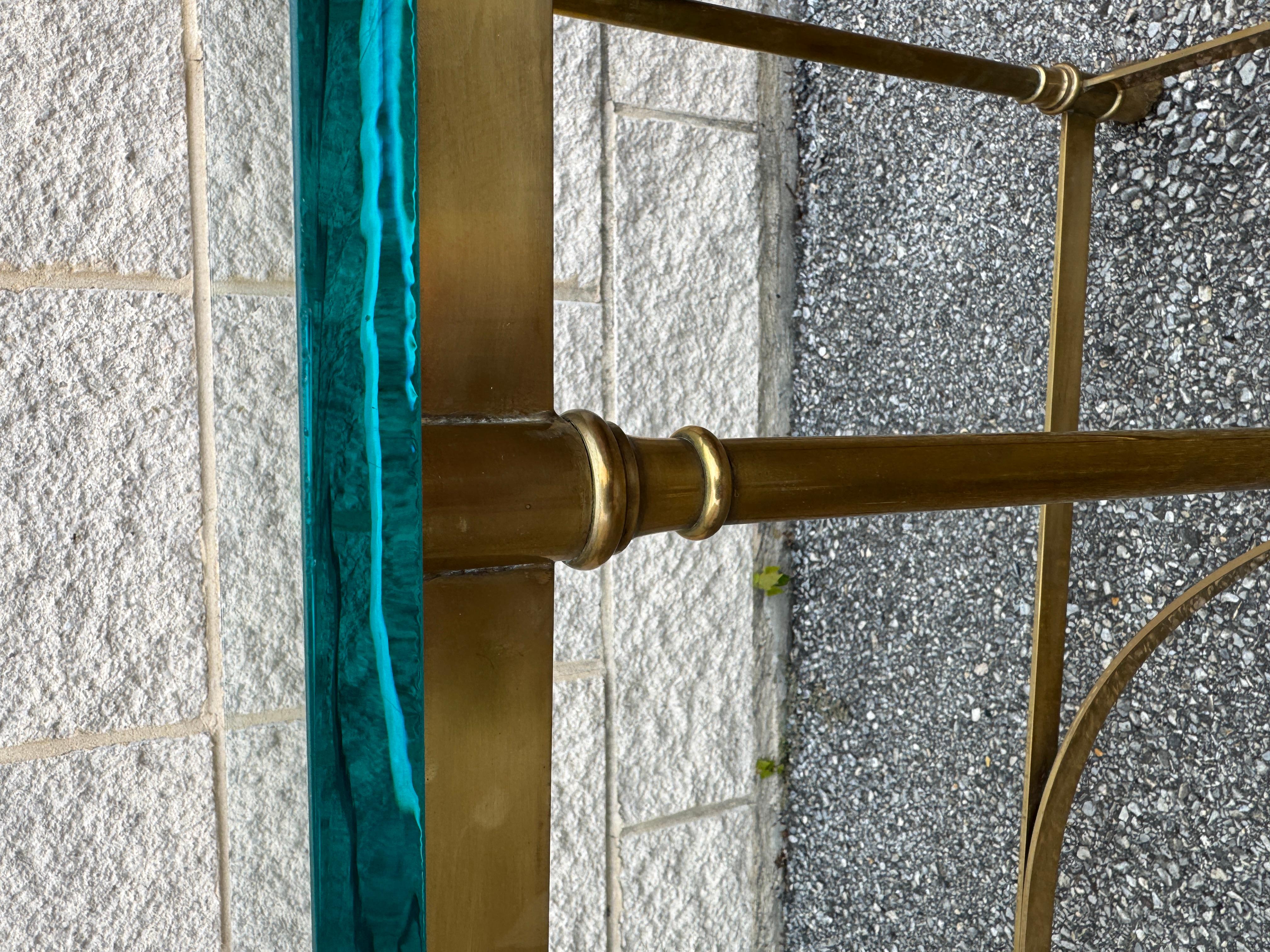 1970s Vintage Brass & Glass Neoclassical Console Table With Hoof Feet For Sale 4