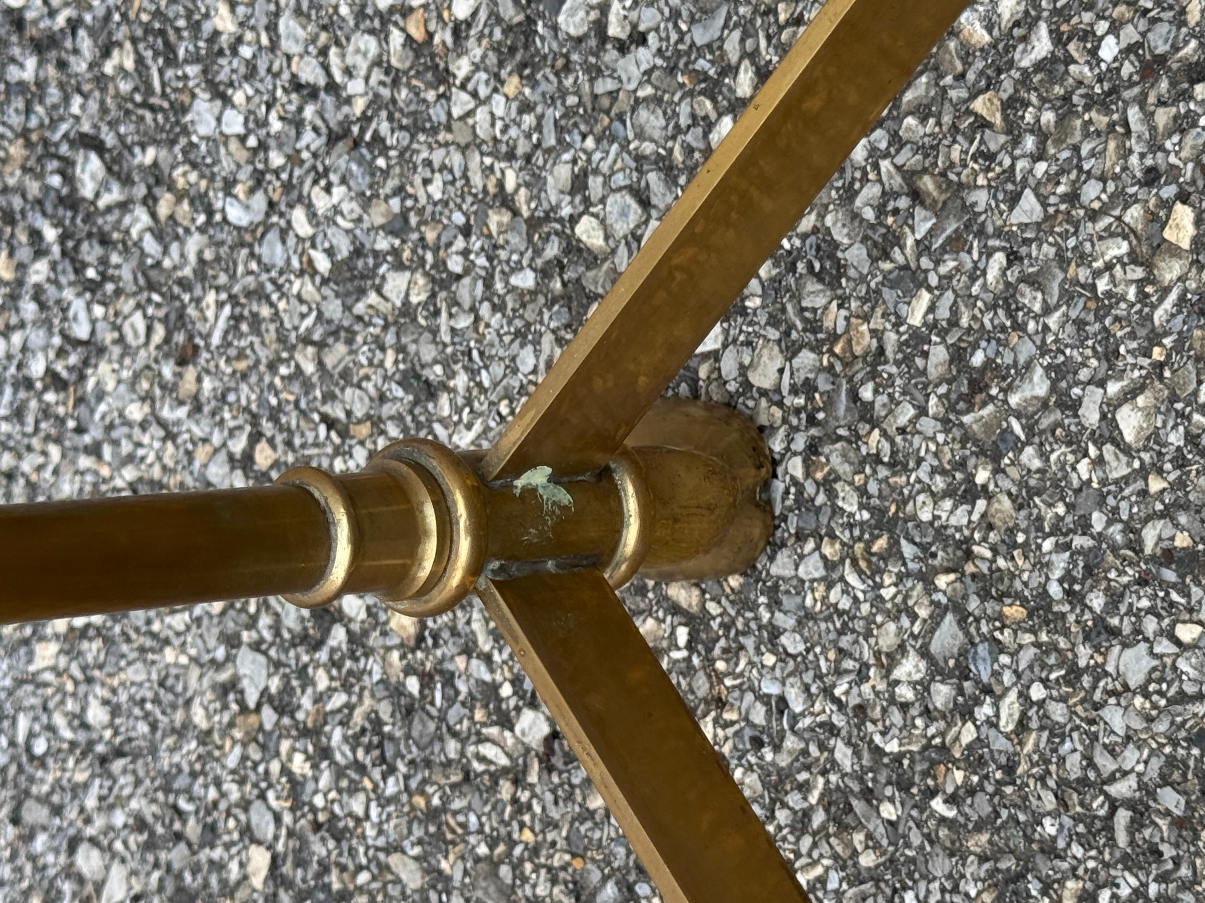 1970s Vintage Brass & Glass Neoclassical Console Table With Hoof Feet For Sale 6