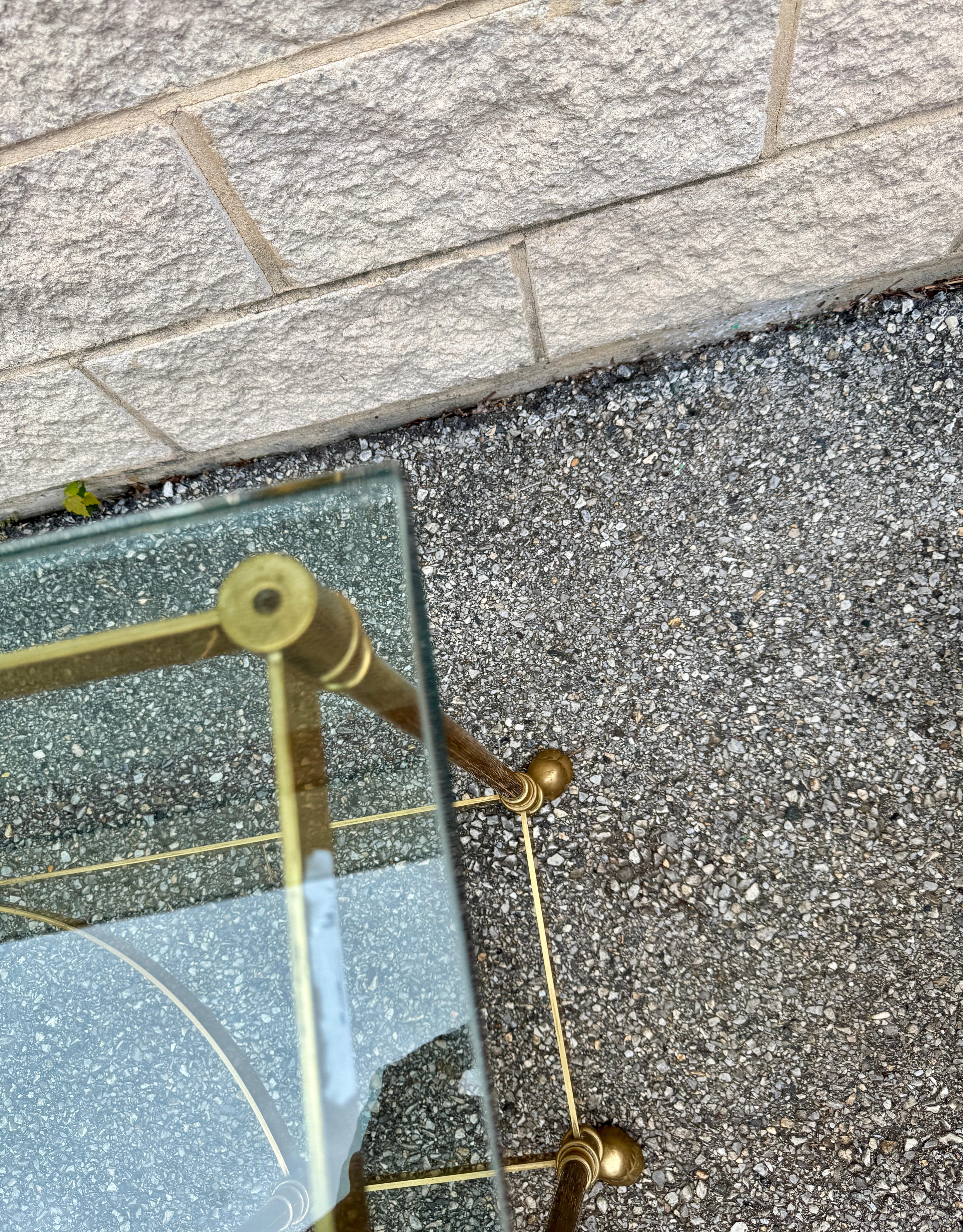 1970s Vintage Brass & Glass Neoclassical Console Table With Hoof Feet In Good Condition For Sale In Elkton, MD