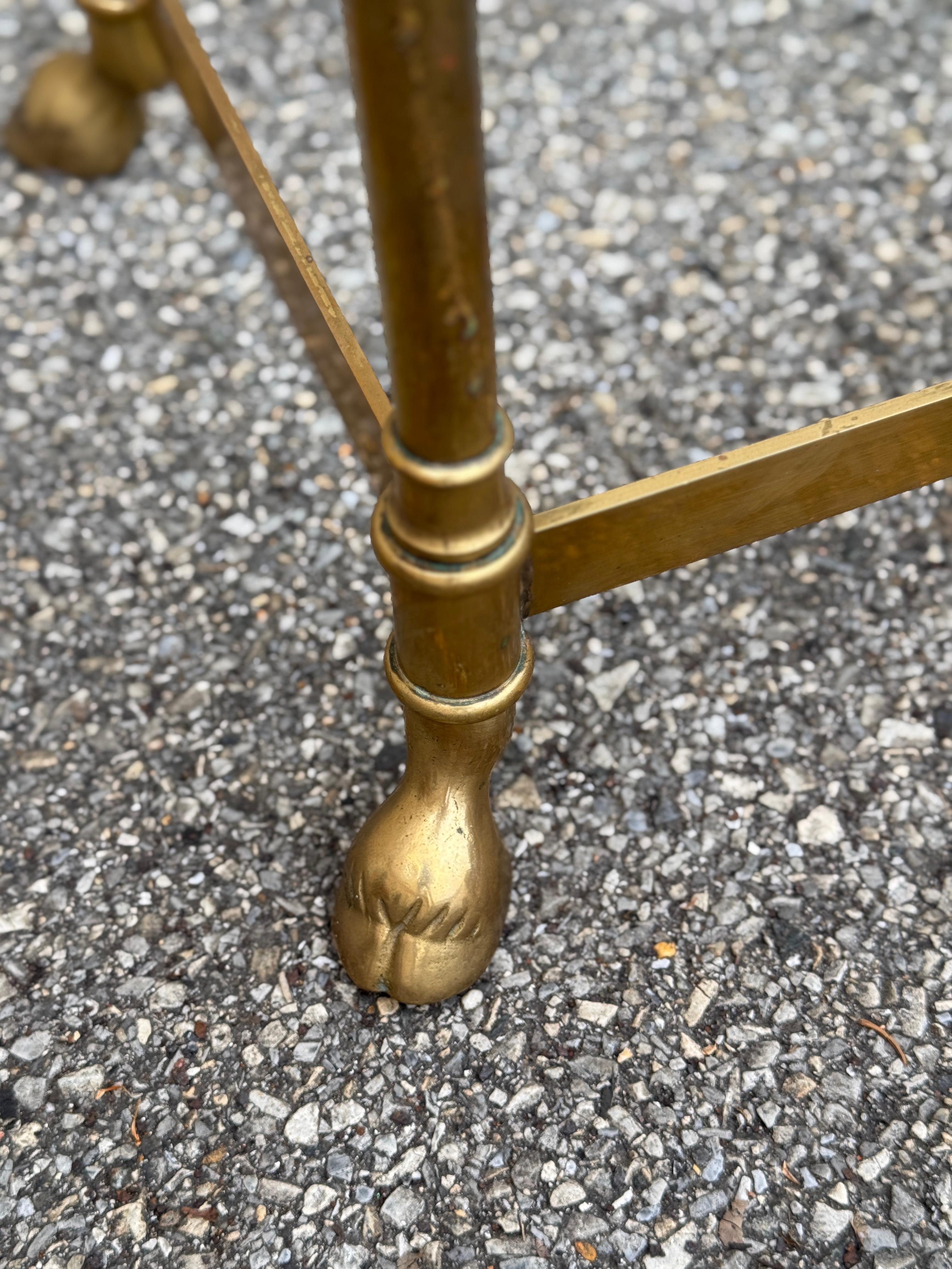 1970s Vintage Brass & Glass Neoclassical Console Table With Hoof Feet For Sale 2