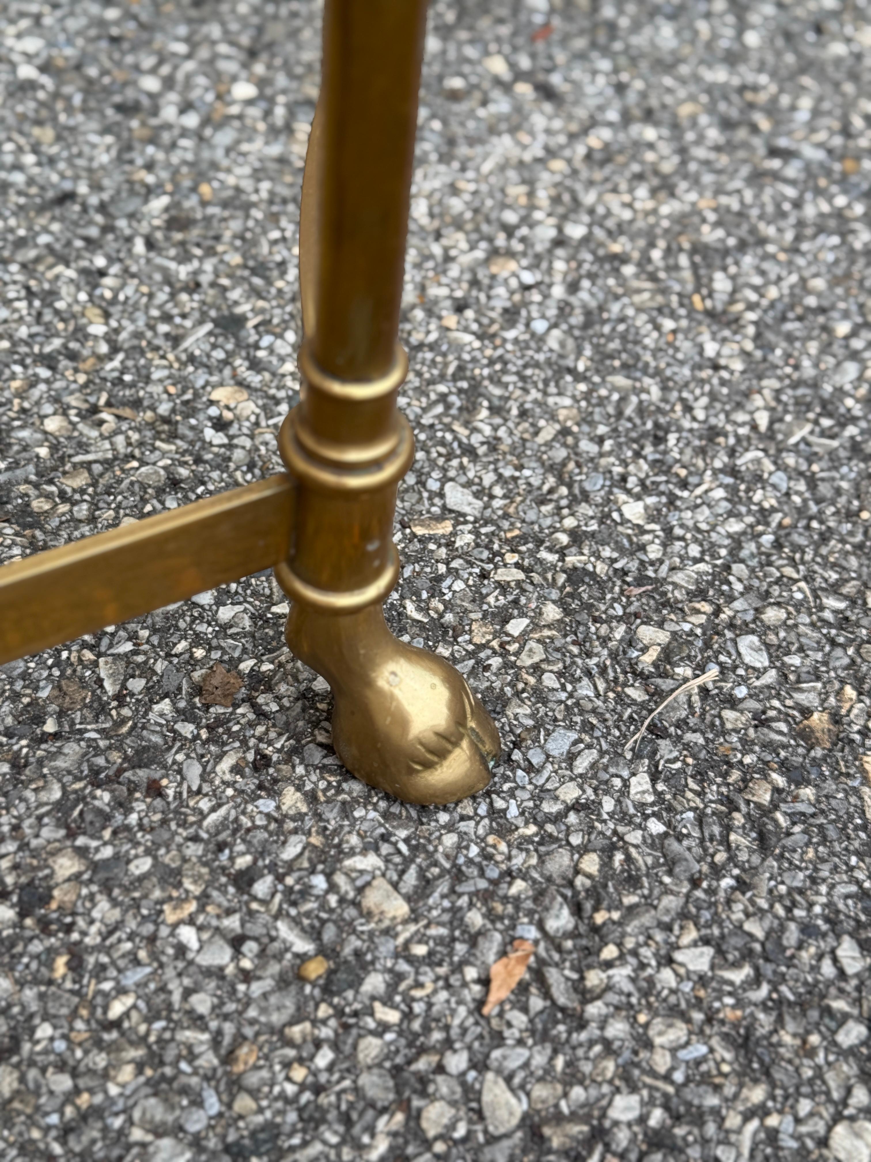 1970s Vintage Brass & Glass Neoclassical Console Table With Hoof Feet For Sale 3