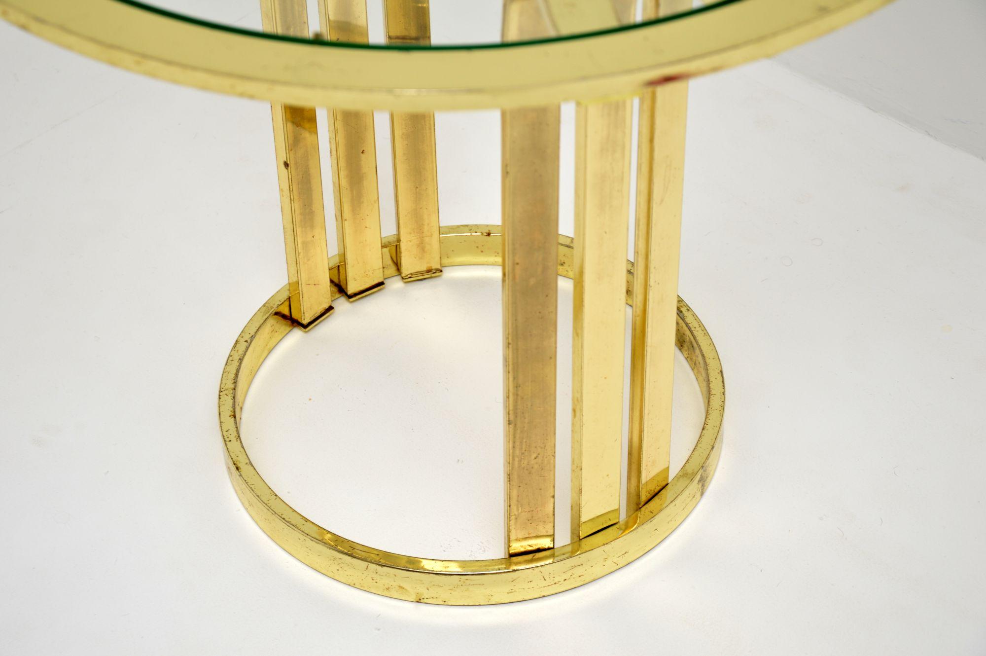 1970's Vintage Brass & Glass Side Table 4