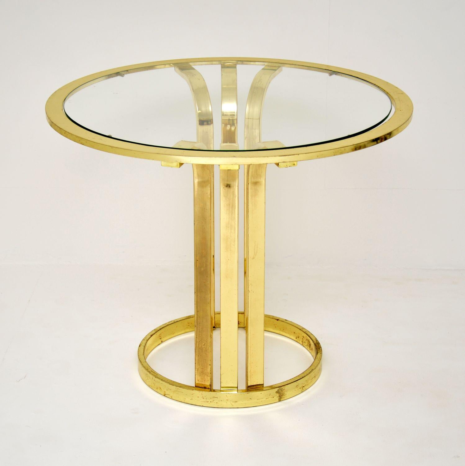 English 1970's Vintage Brass & Glass Side Table